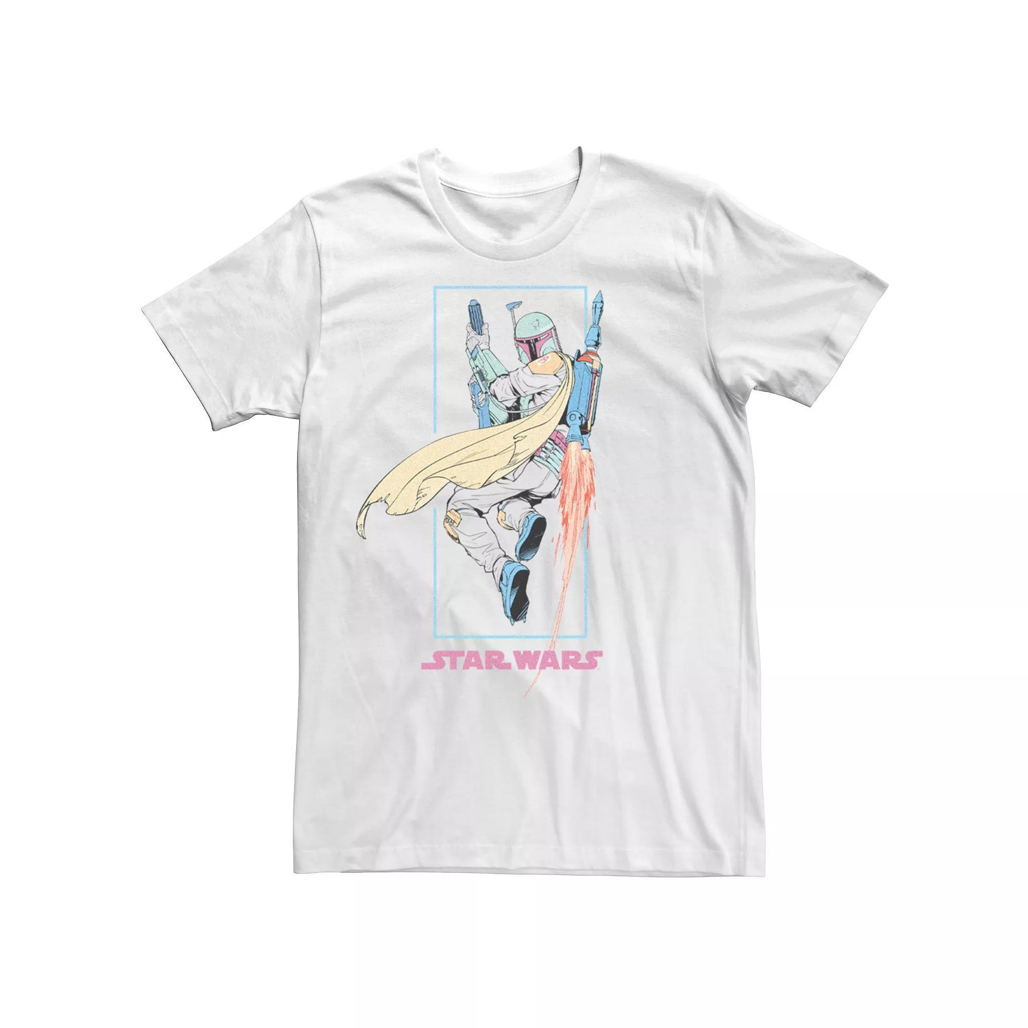 Men's Star Wars The Mandalorioan Boba Fett Flying Poster Tee, Size: Large, White Product Image