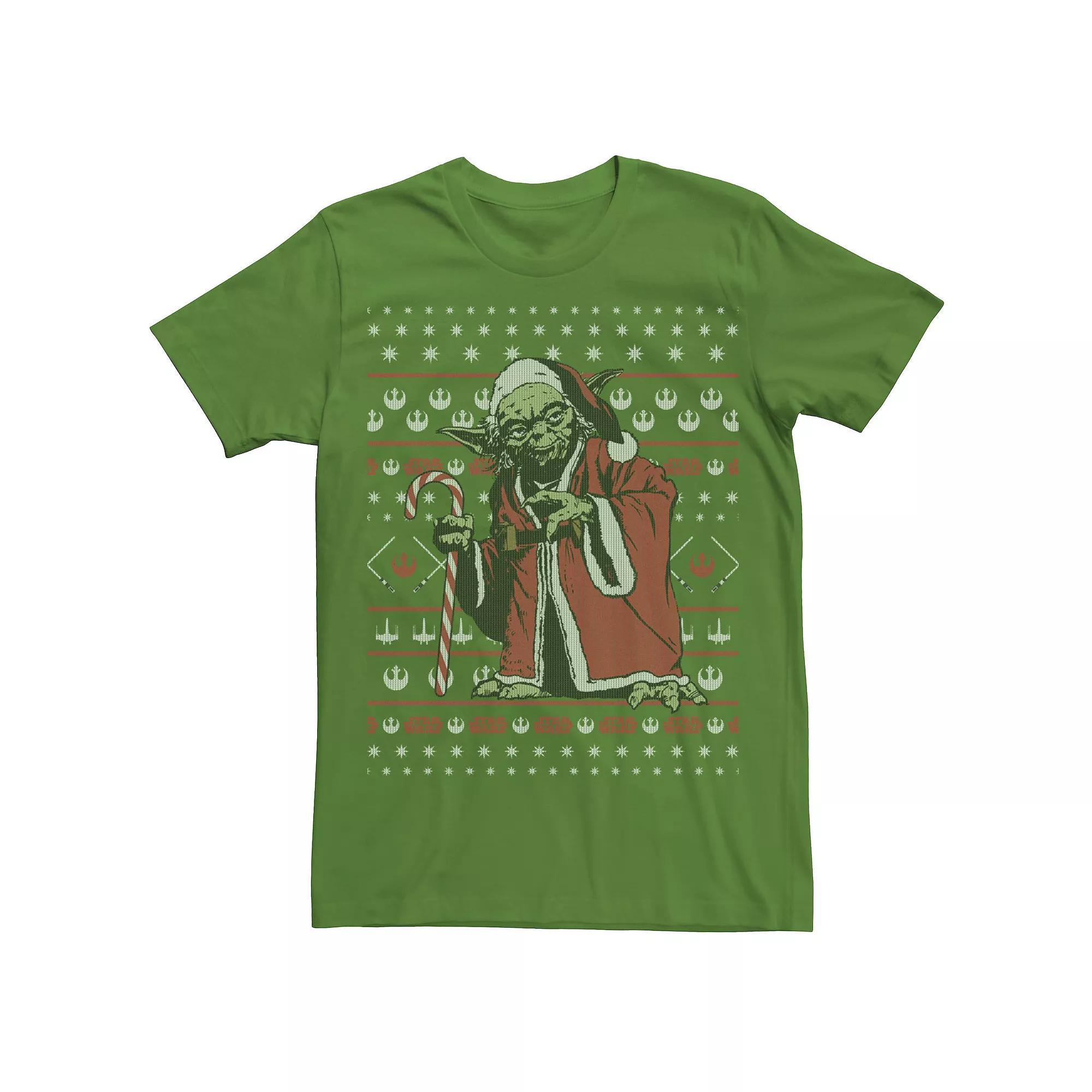 Men's Star Wars Santa Yoda Ugly Christmas Sweater Tee, Size: Small, Kelly Grey Product Image