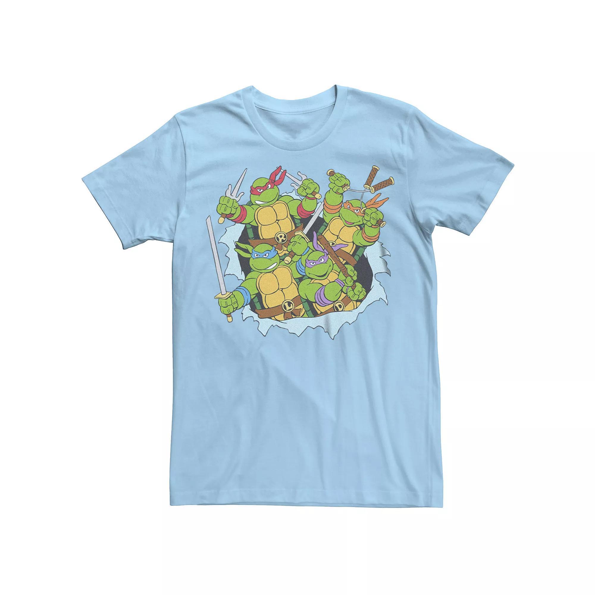Men's Teenage Mutant Ninja Turtles Breaking Walls Graphic Tee, Size: Large, Light Blue Product Image