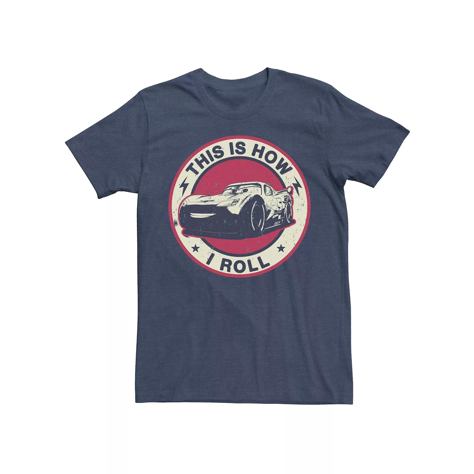Men's Disney Pixar Cars 3 Lightning McQueen How I Roll Graphic Tee, Size: Large, Navy Grey Product Image