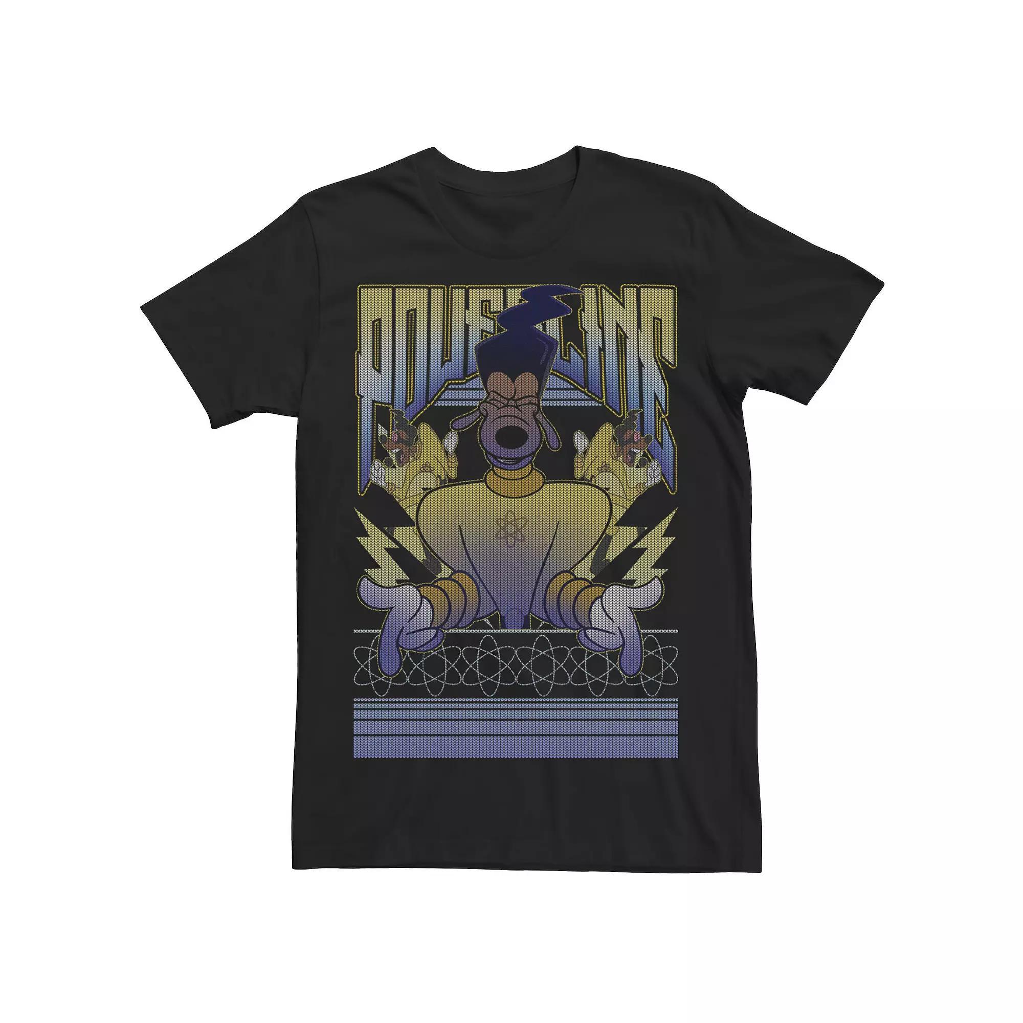 Big & Tall Disney Christmas A Goofy Movie Powerline Ugly Sweater Tee, Men's, Size: LT, Black Product Image