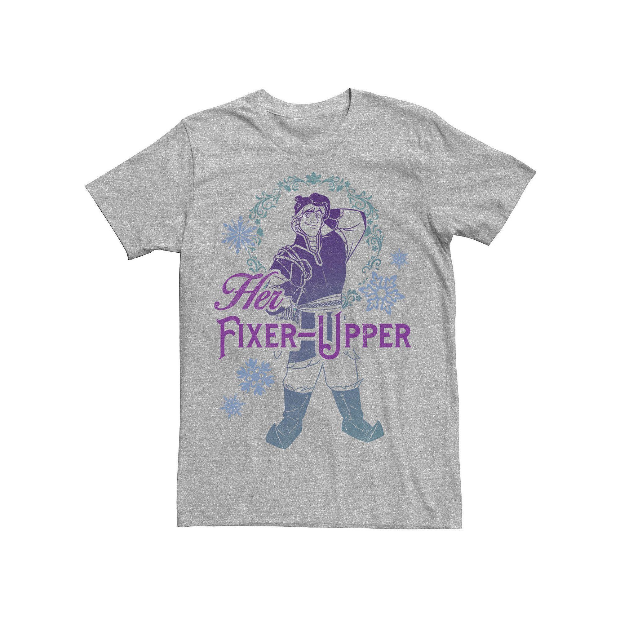 Disney's Frozen Kristoff Men's "Her Fixer-Upper" Gradient Portrait Tee, Size: Medium, Athletic Grey Product Image