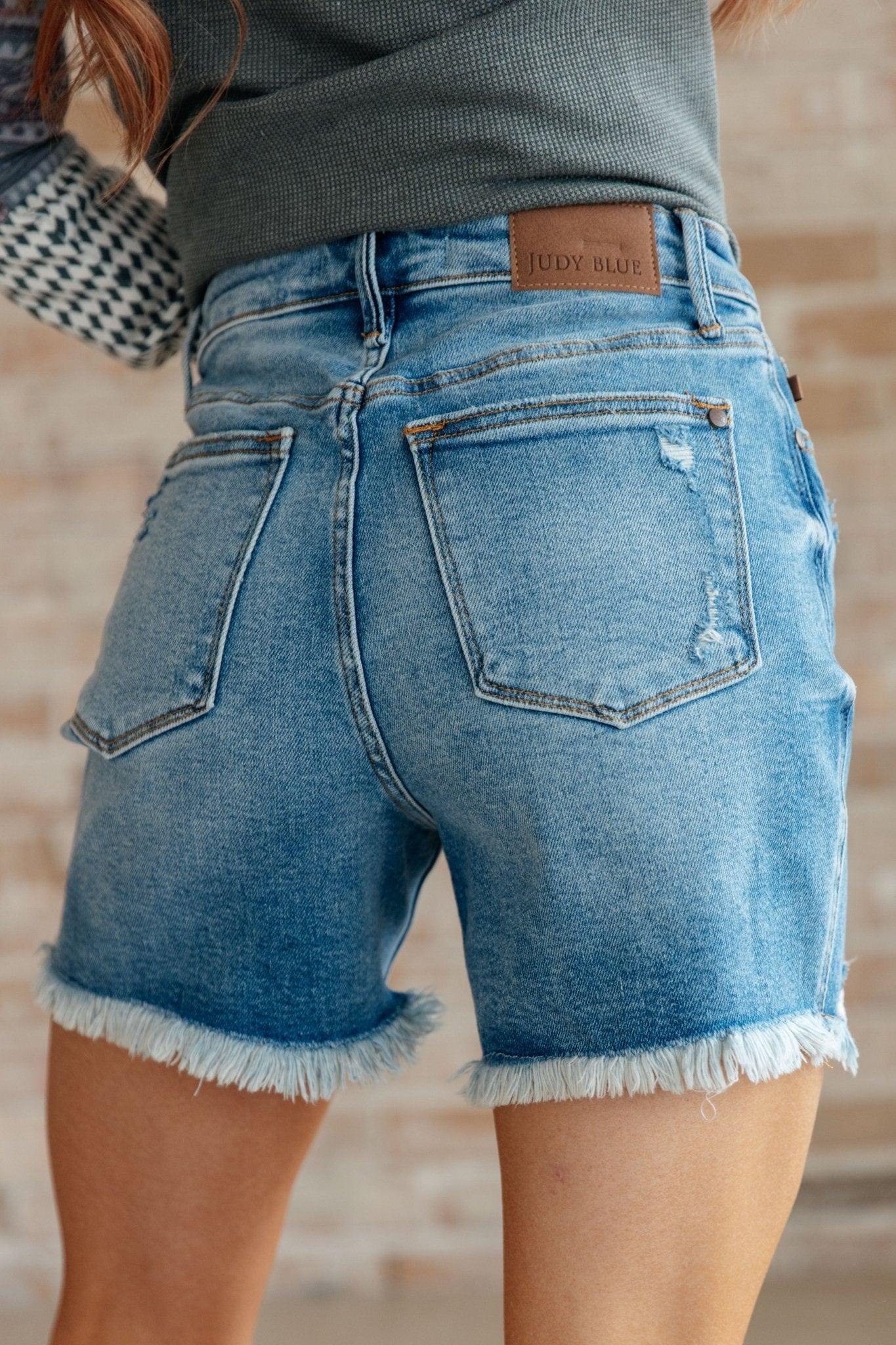 Kara High Rise Rigid Magic Button Fly Cutoff Shorts (Online Exclusive) Product Image