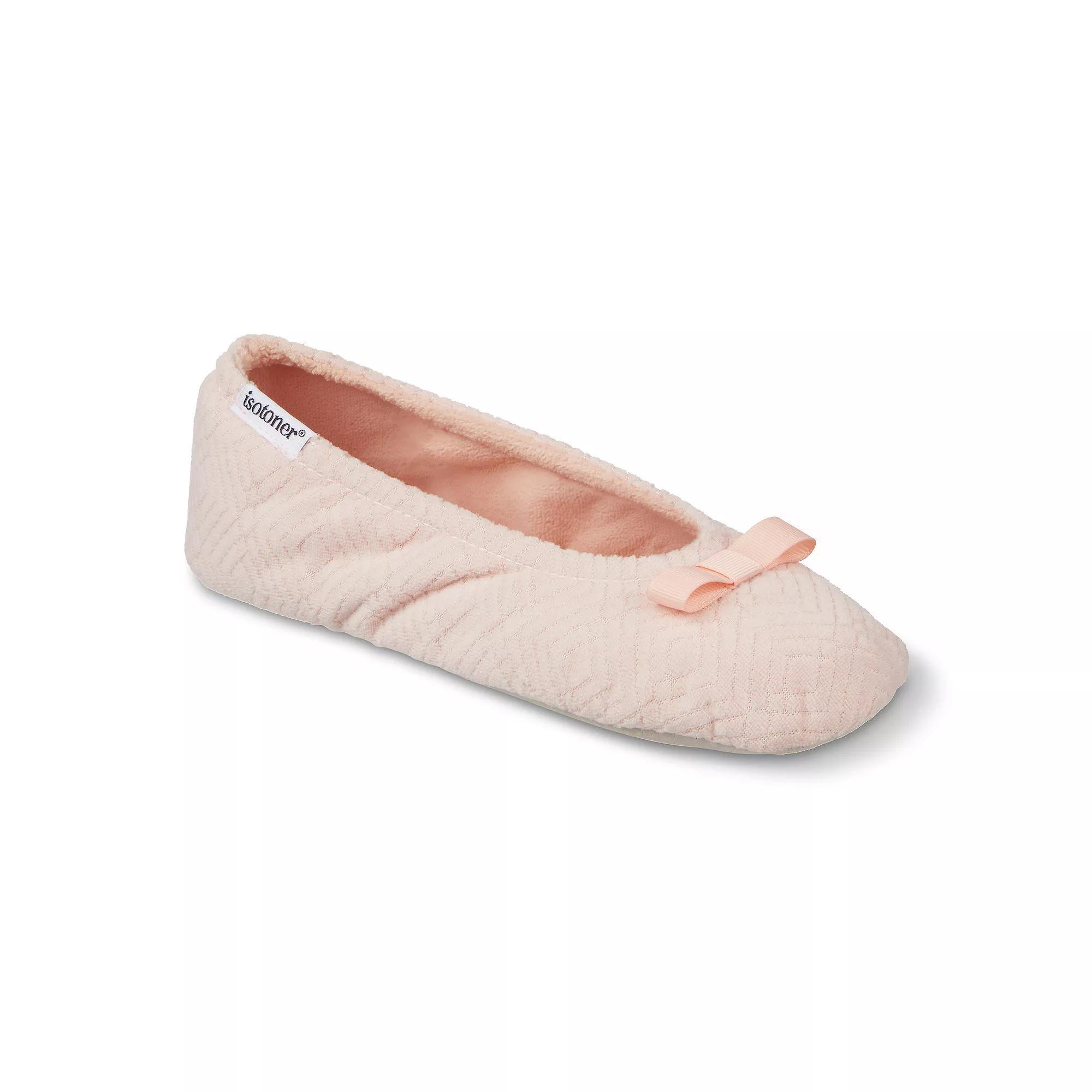 Women's isotoner Gemma Micro Terrycloth Ballerina Slippers, Size: XS, Evening Brown Product Image