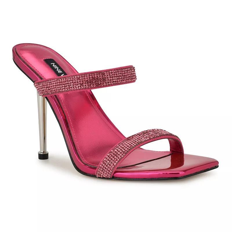 Nine West Yogirl Women's Square Toe Slip-On Dress Sandals, Size: 10, Dark Pink Shimmer Product Image