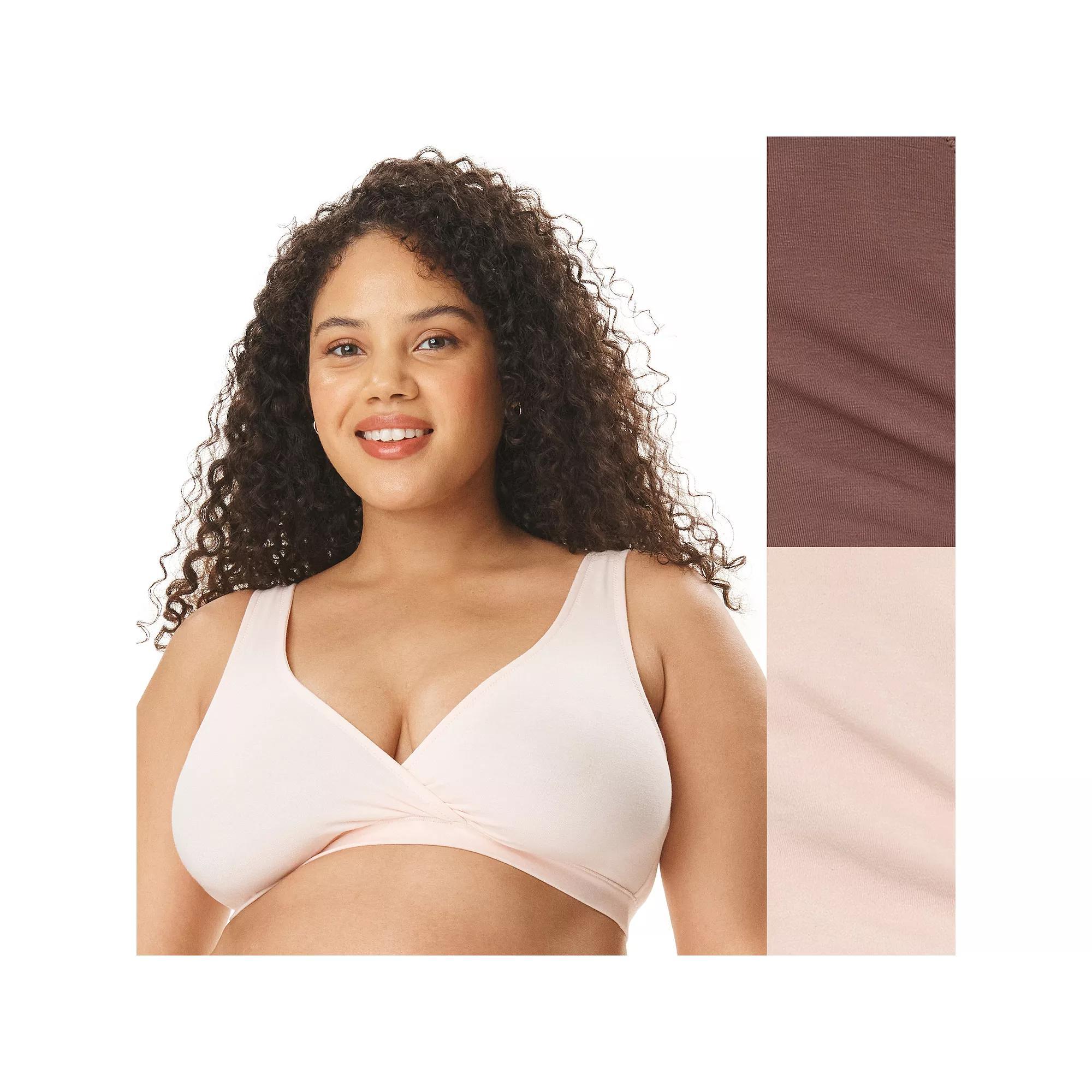 Womens Motherhood Maternity Wrap Nursing Bra 2 Pack 92016 Pink And Brown Product Image