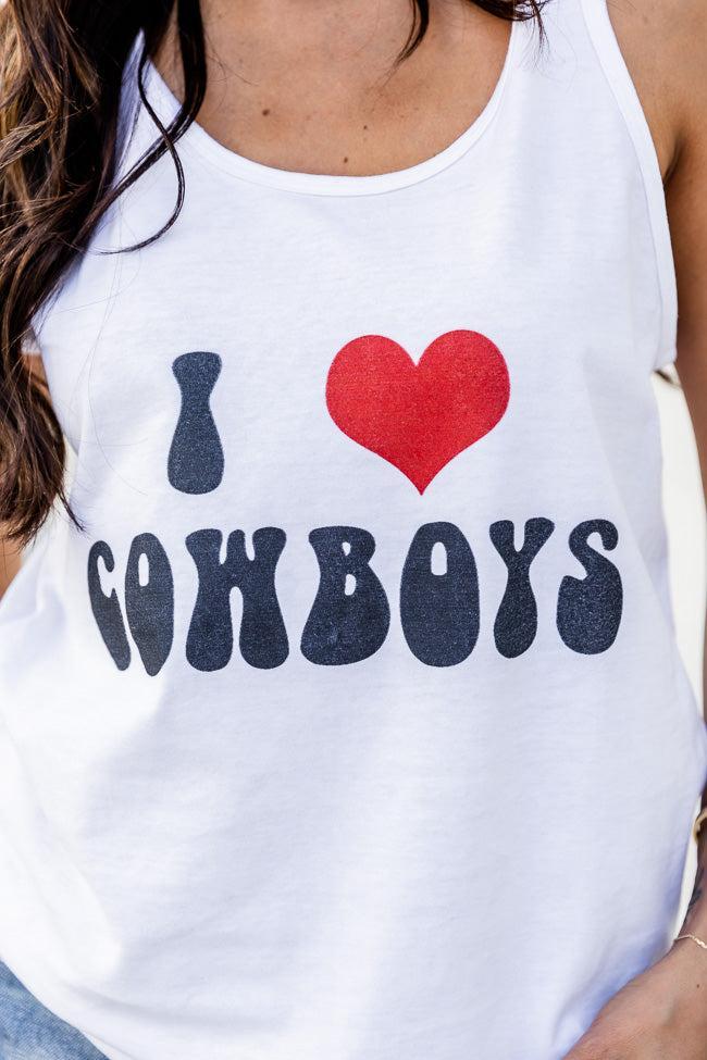 I Heart Cowboys White Jersey Graphic Tank FINAL SALE Product Image