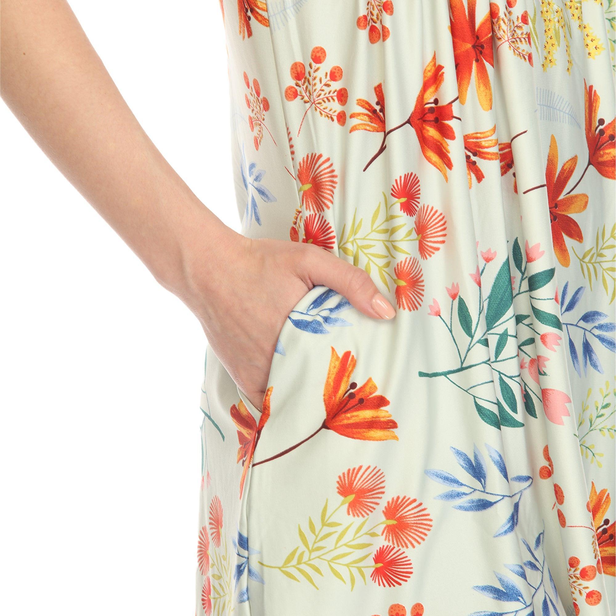 Sage Floral Sleeveless Tunic Top Product Image