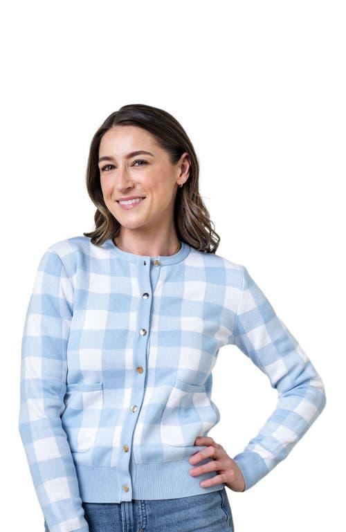 Hope & Henry Women's Organic Tweed Sweater Cardigan in Classic Blue Gingham at Nordstrom, Size X-Small Product Image
