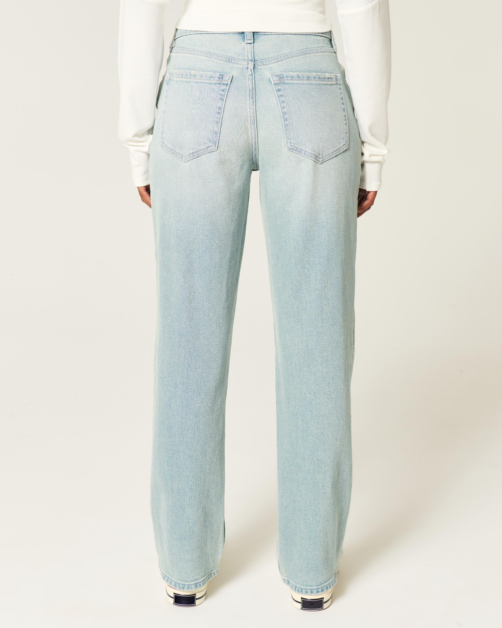 High-Rise Light Wash Straight Jeans Product Image