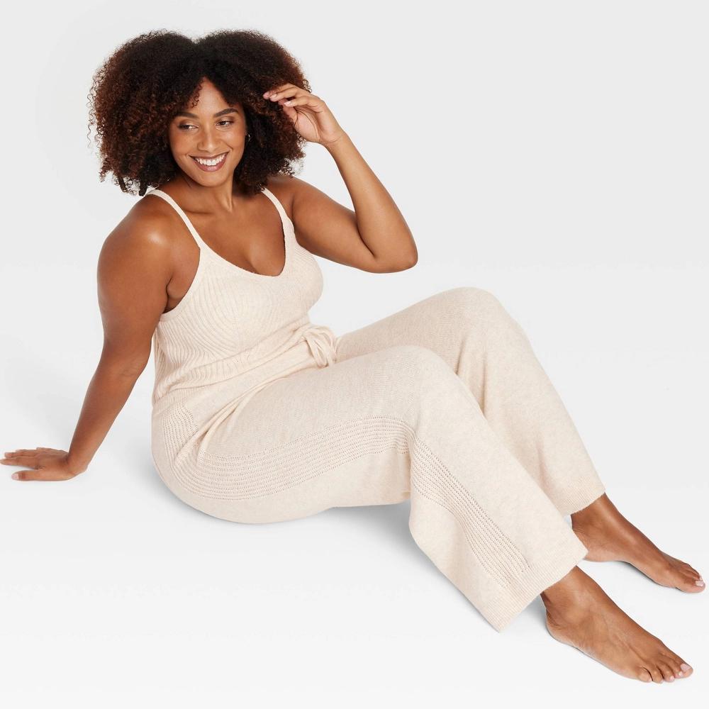 Womens Sweater Wide Leg Pajama Pants - Auden Oatmeal 4X Product Image
