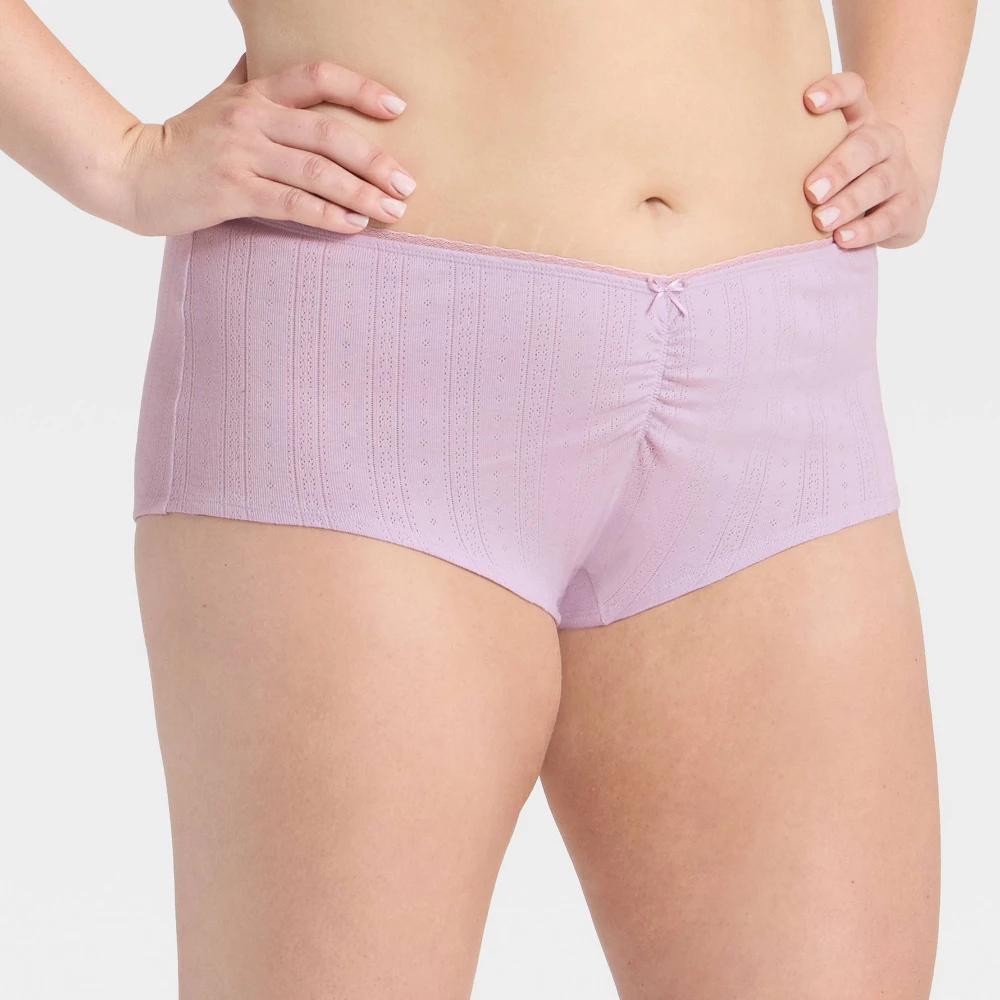 Women's Pointelle Ruched Front Boy Shorts - Wild Fable™ Product Image