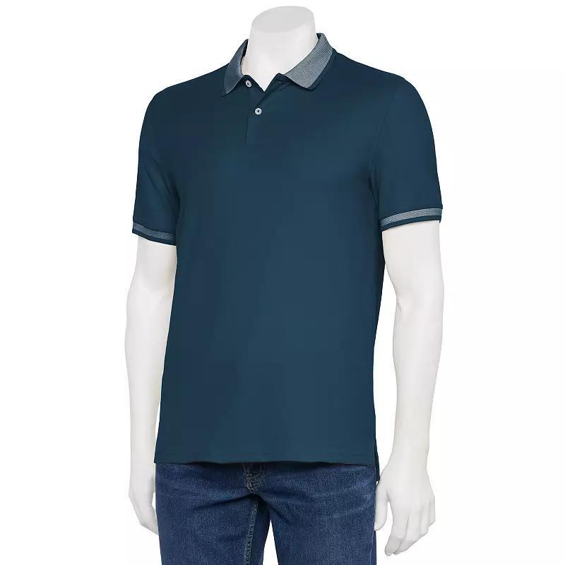 Men's Sonoma Goods For Life® Short Sleeve Pique Polo, Size: Small, Tipped Blue Product Image