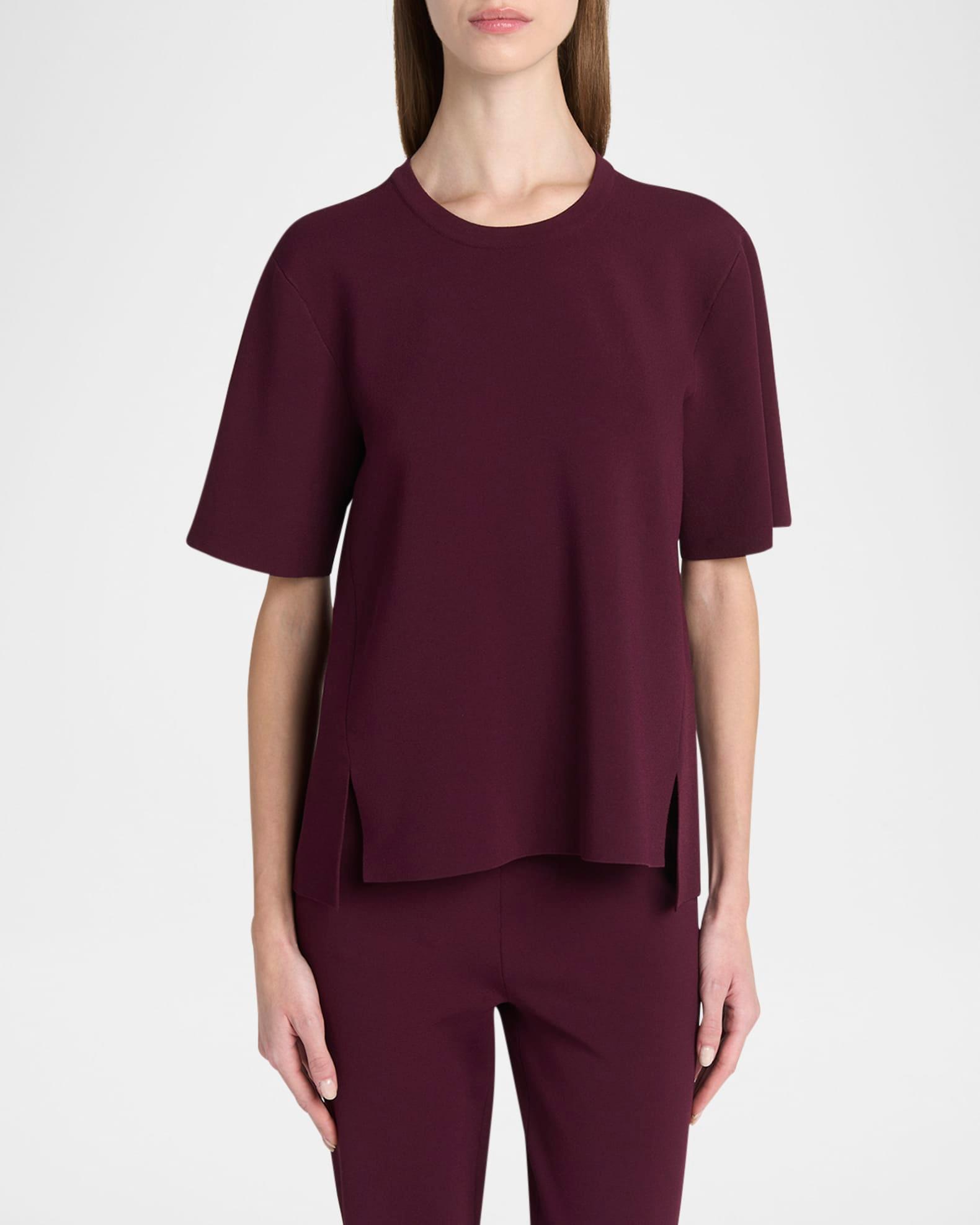 Short-Sleeve Compact Knit Top Product Image