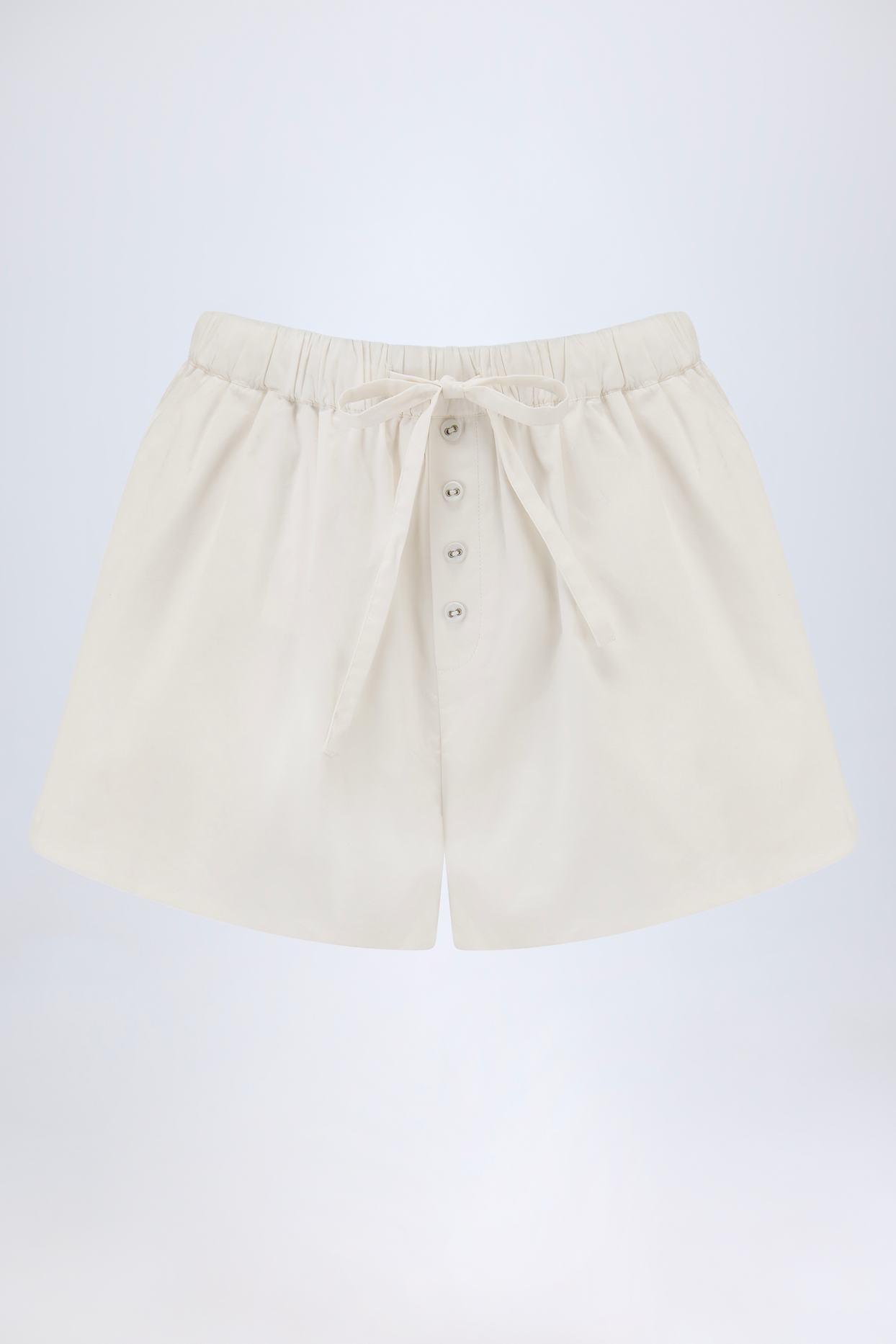 Mid-Rise Shorts in White Product Image