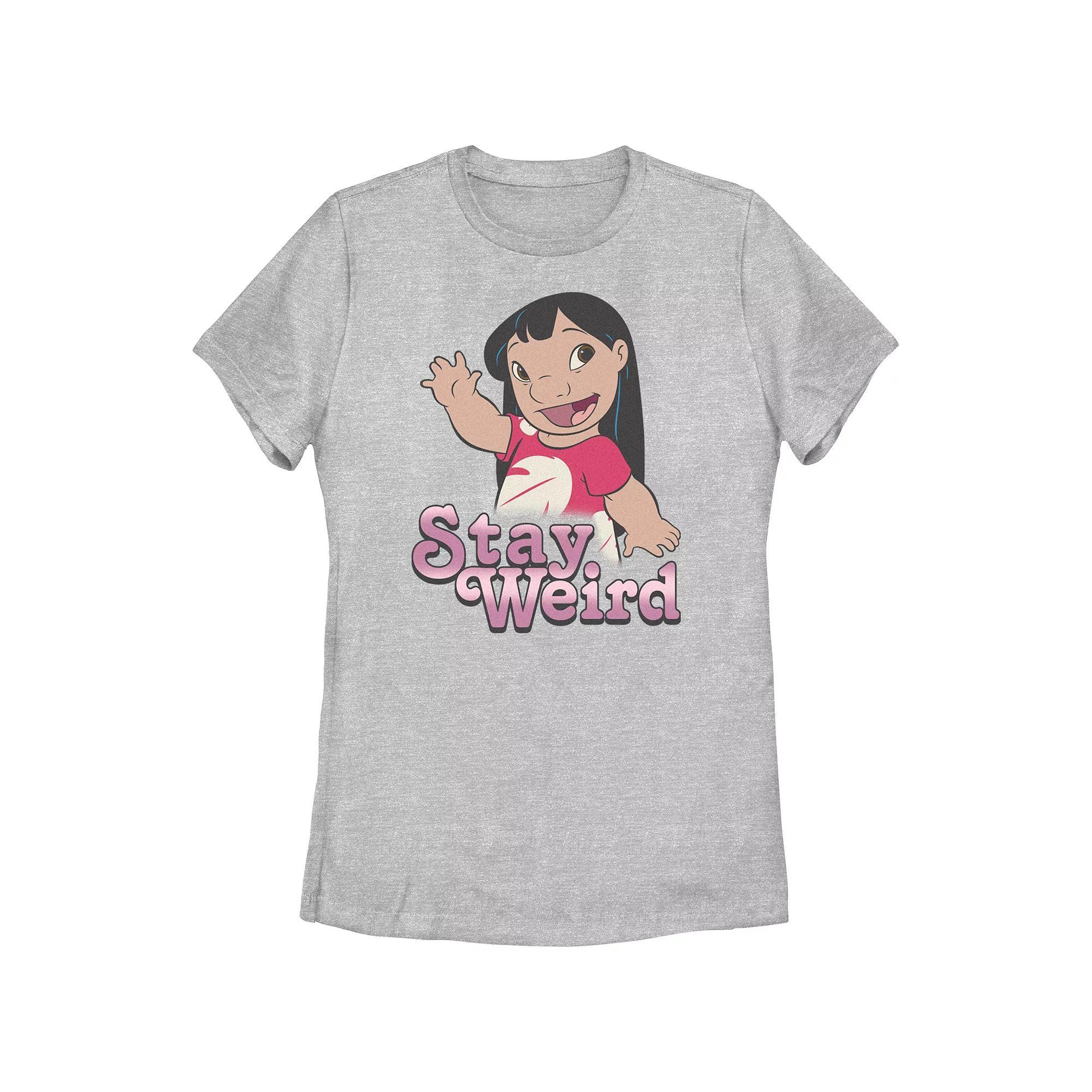 Disney's Lilo & Stitch Women's Lilo Stay Weird Tee, Girl's, Size: Small, Athletic Grey Product Image