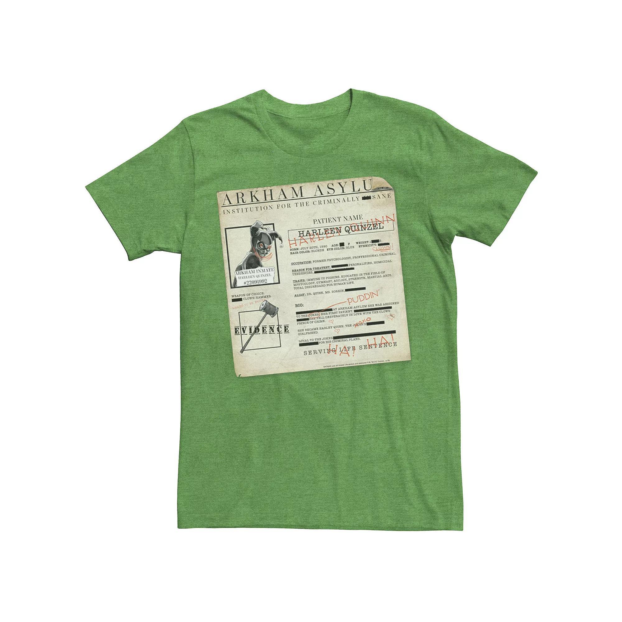 Men's Batman Harley Quinn Akham Asylum Records Tee, Size: Large, Grey Heather Product Image
