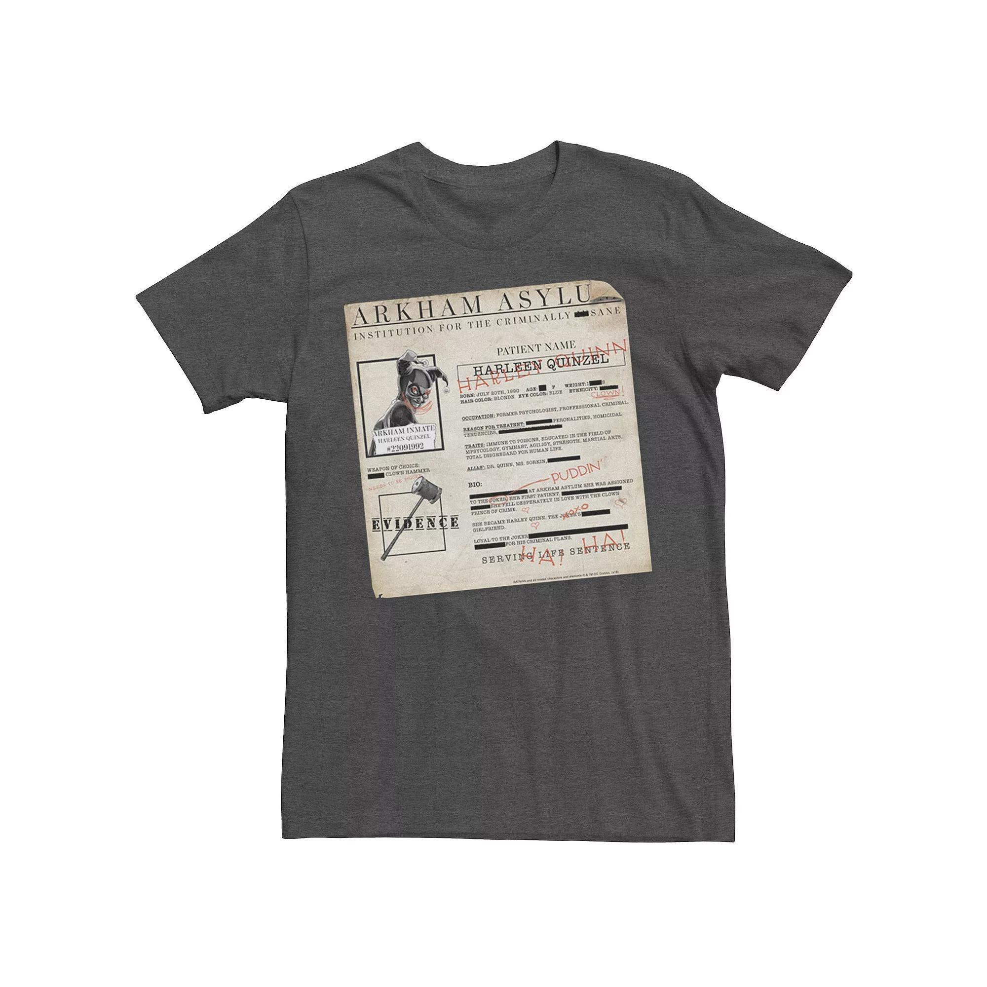 Men's Batman Harley Quinn Akham Asylum Records Tee, Size: XXL, Grey Product Image