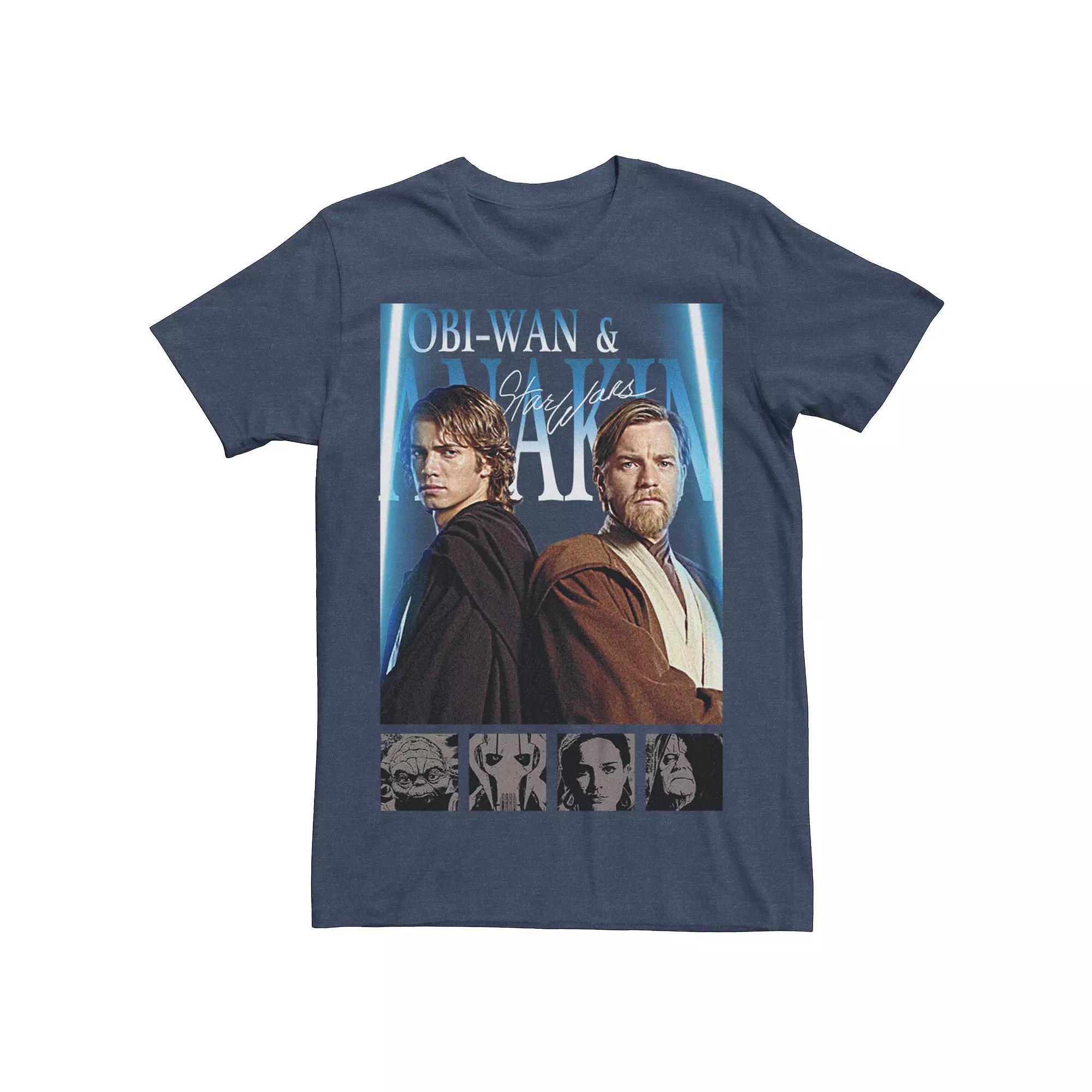 Men's Star Wars Obi-Wan Kenobi And Anakin Skywalker Graphic Tee, Size: XL, Navy Grey Product Image