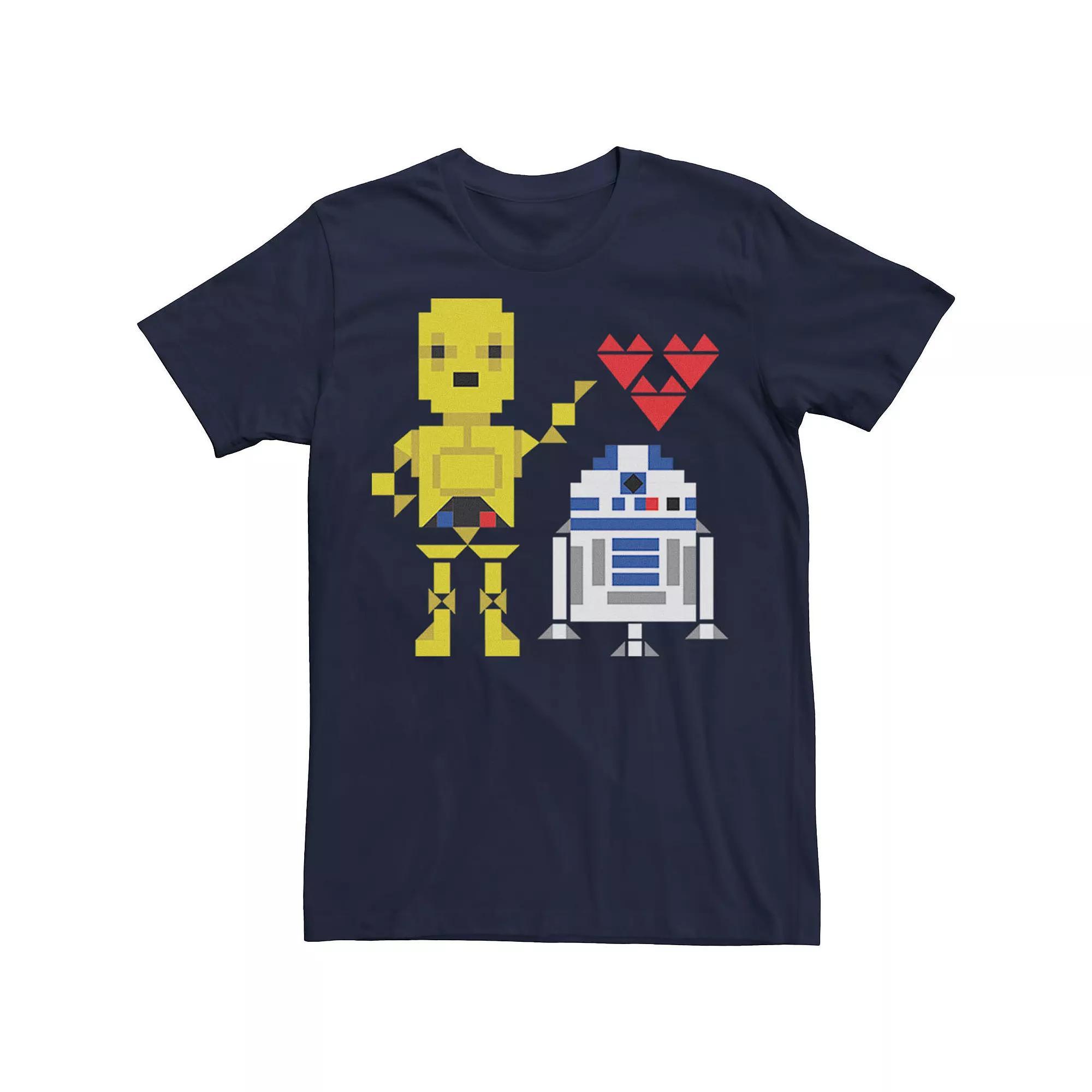 Men's Star Wars C-3PO R2-D2 Droid Love Valentine's Tee, Size: Medium, Blue Product Image