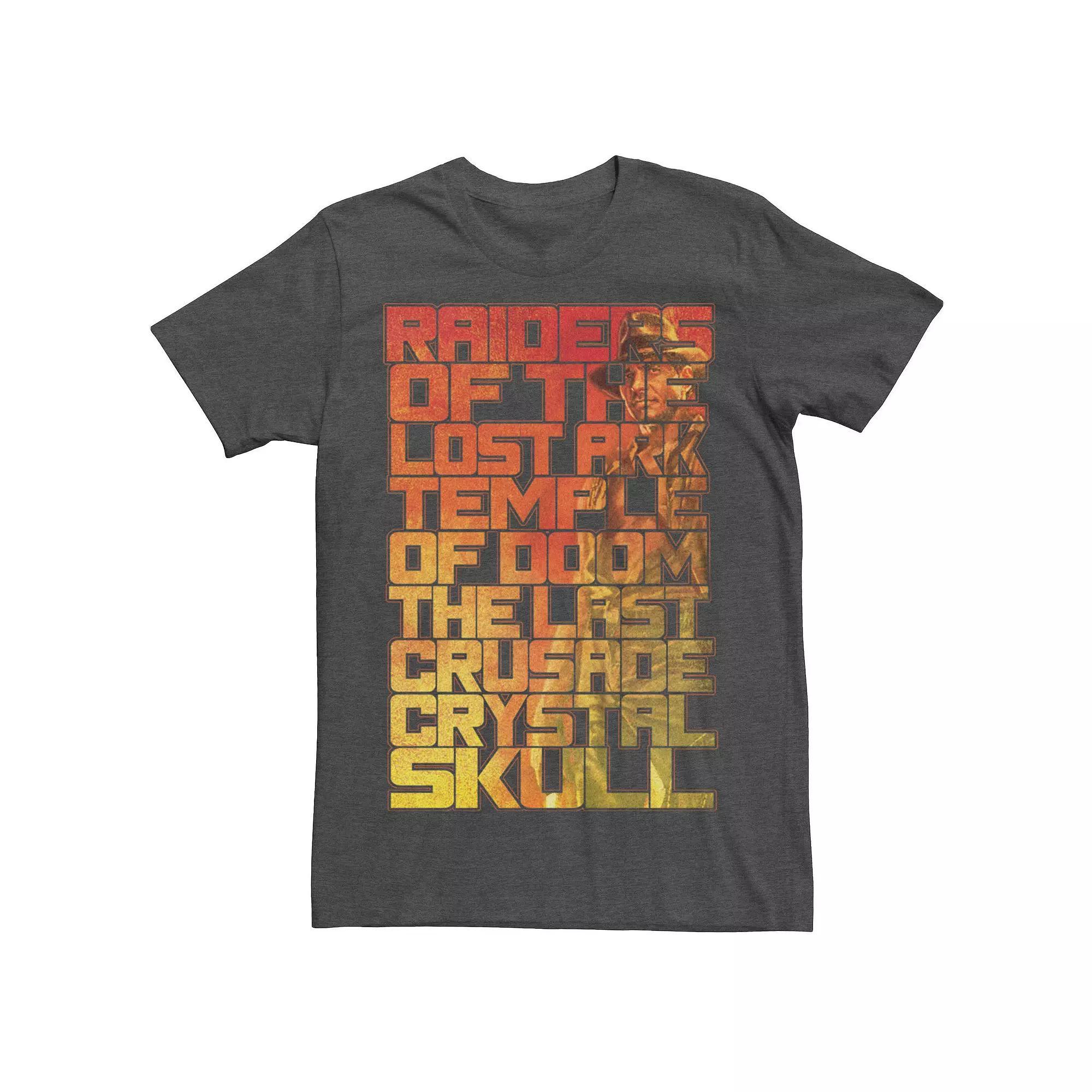 Men's Indiana Jones List of Many Adventures Graphic Tee, Size: Large, Grey Heather Product Image