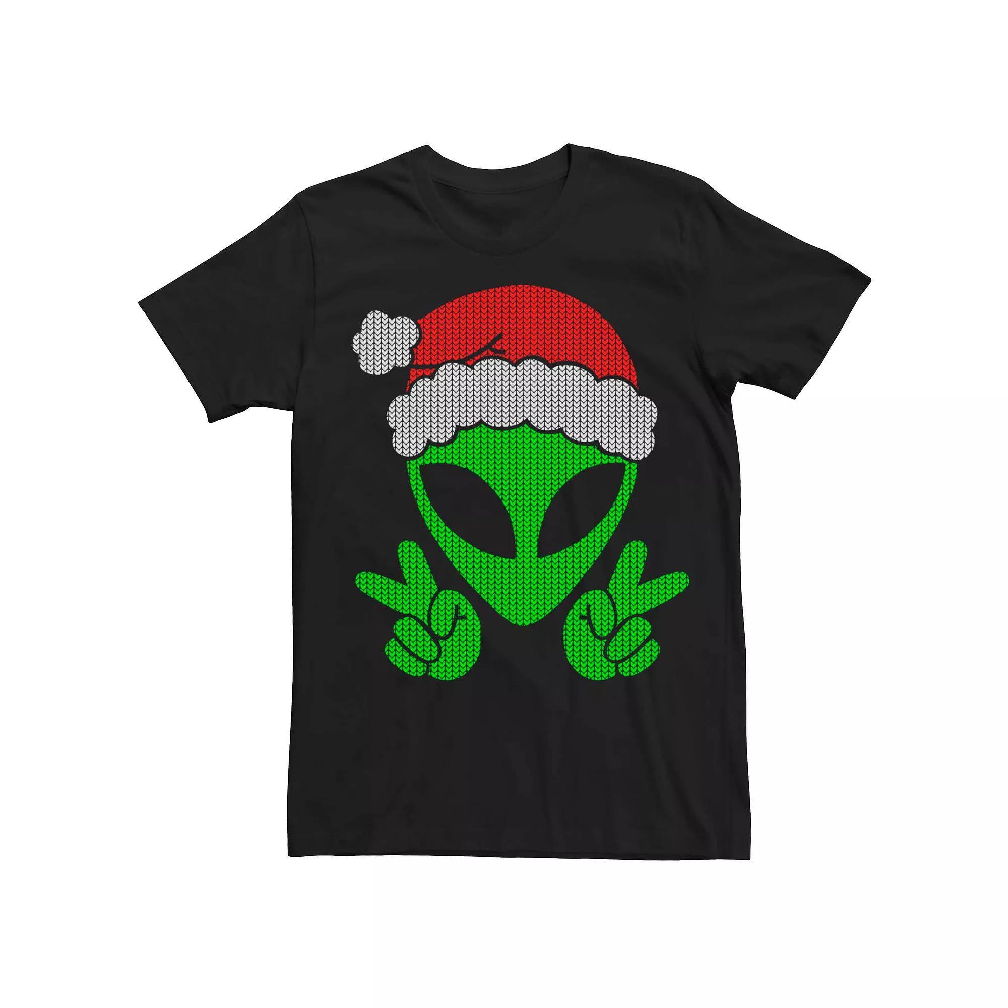 Mens Alien Santa Stitched Tee Shirt Product Image