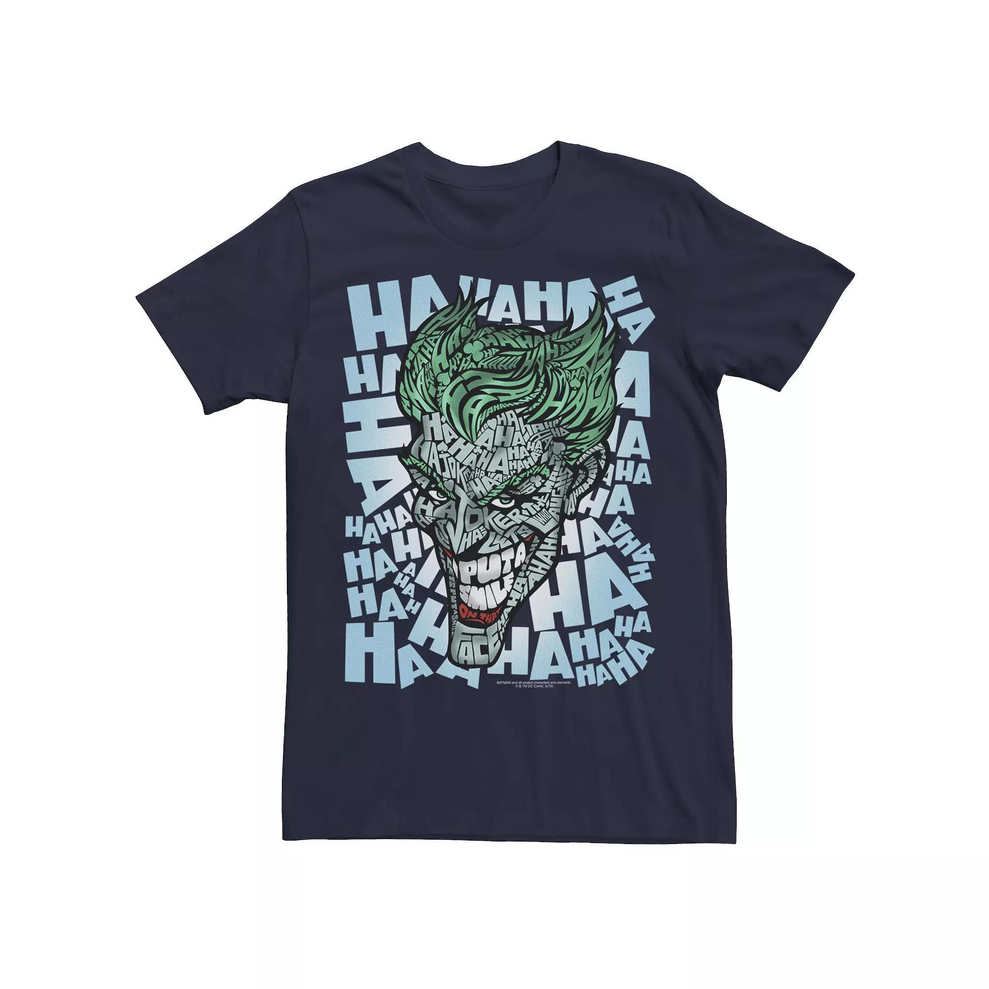 Men's DC Comics Batman Joker Laughter Head Shot Fill Tee, Size: Medium, Blue Product Image