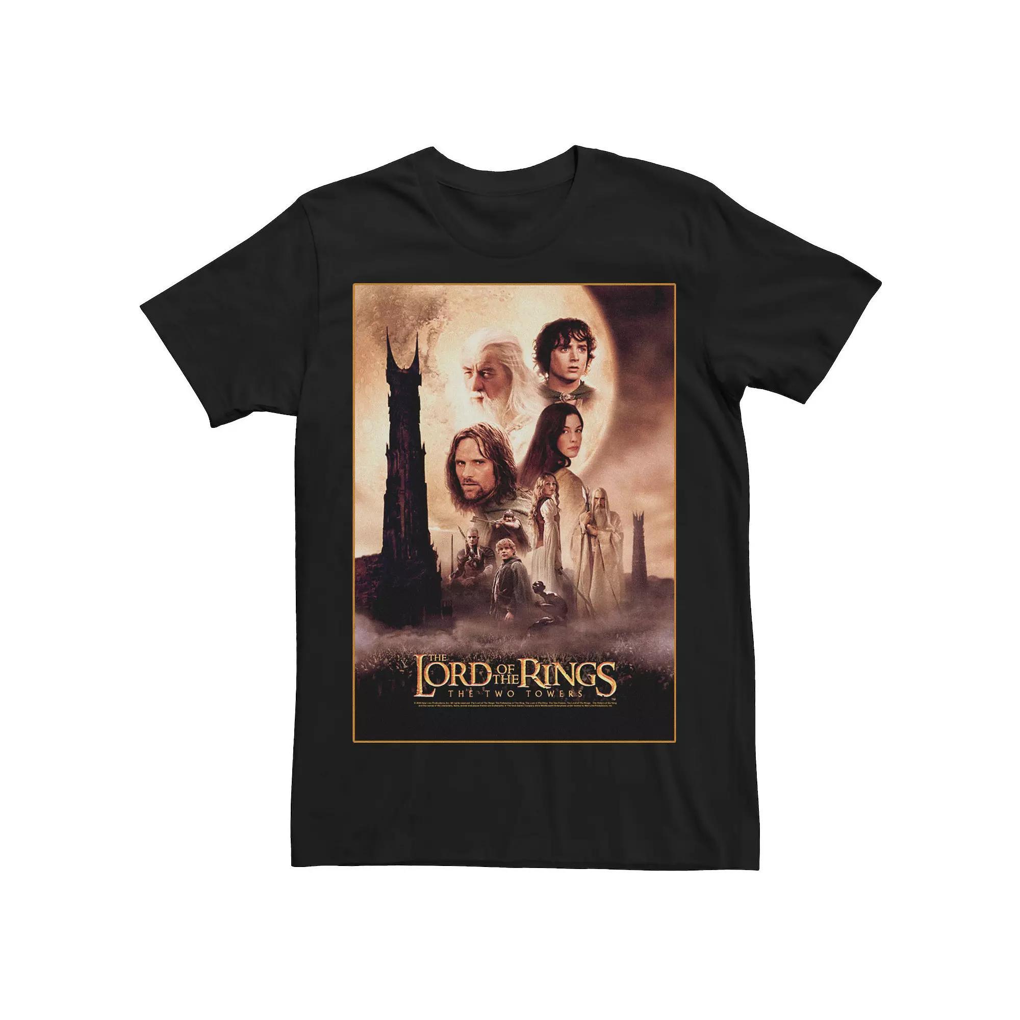 Men's Lord Of The Rings Two Towers Poster Photo Real Tee, Size: 3XL, Black Product Image