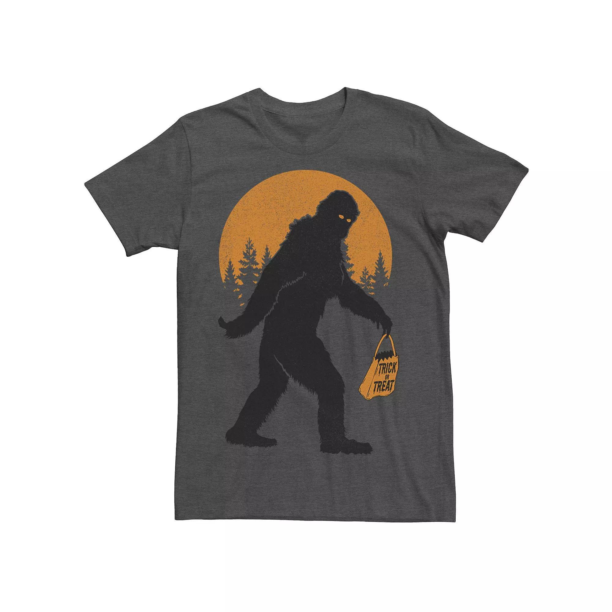 Mens Bigfoot Trick Or Treat Bag Halloween Tee, Men's, Size: XL, Grey Heather Product Image
