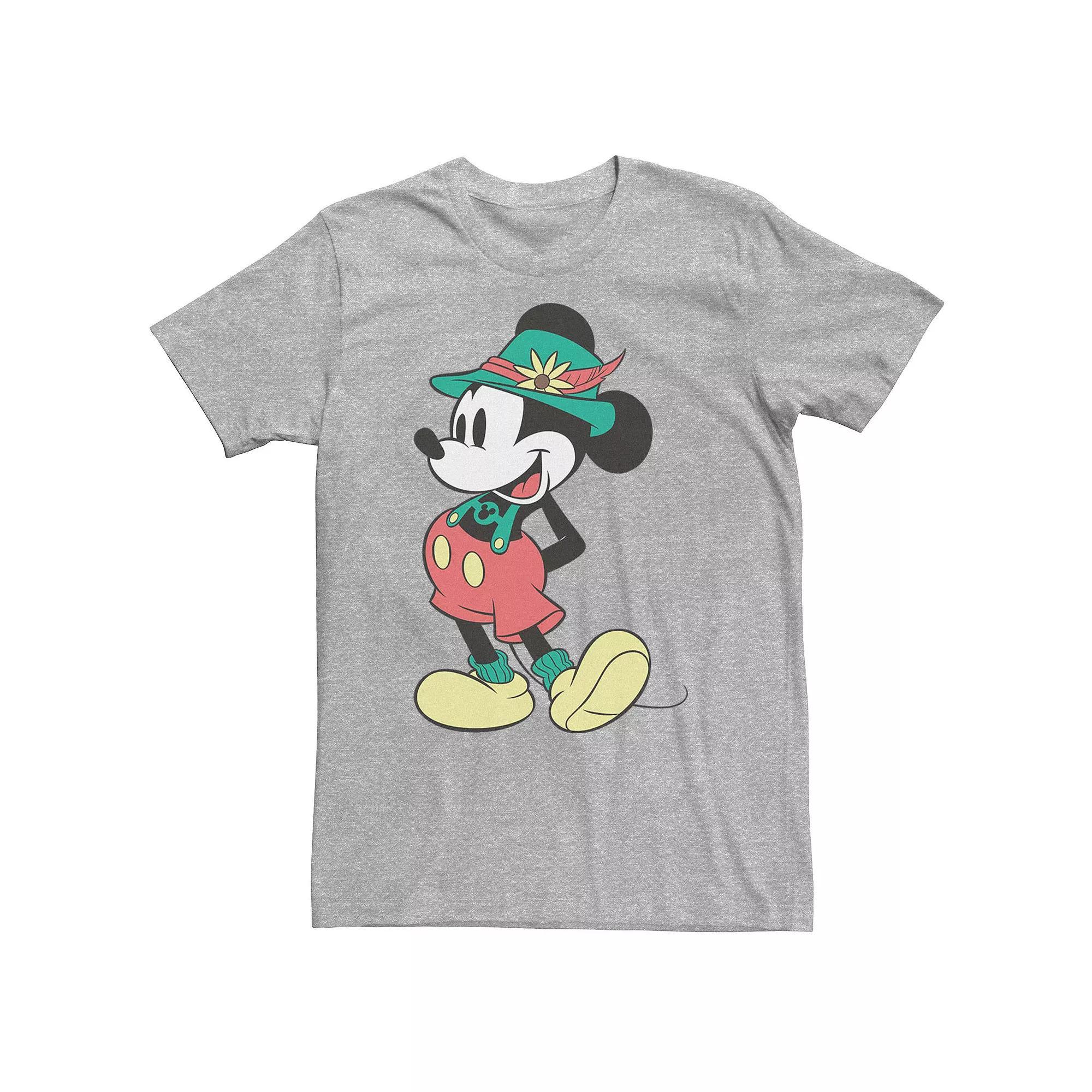 Big & Tall Disney Mickey Mouse Happy Lederhosen Portrait Tee, Men's, Size: Large Tall, Athletic Grey Product Image