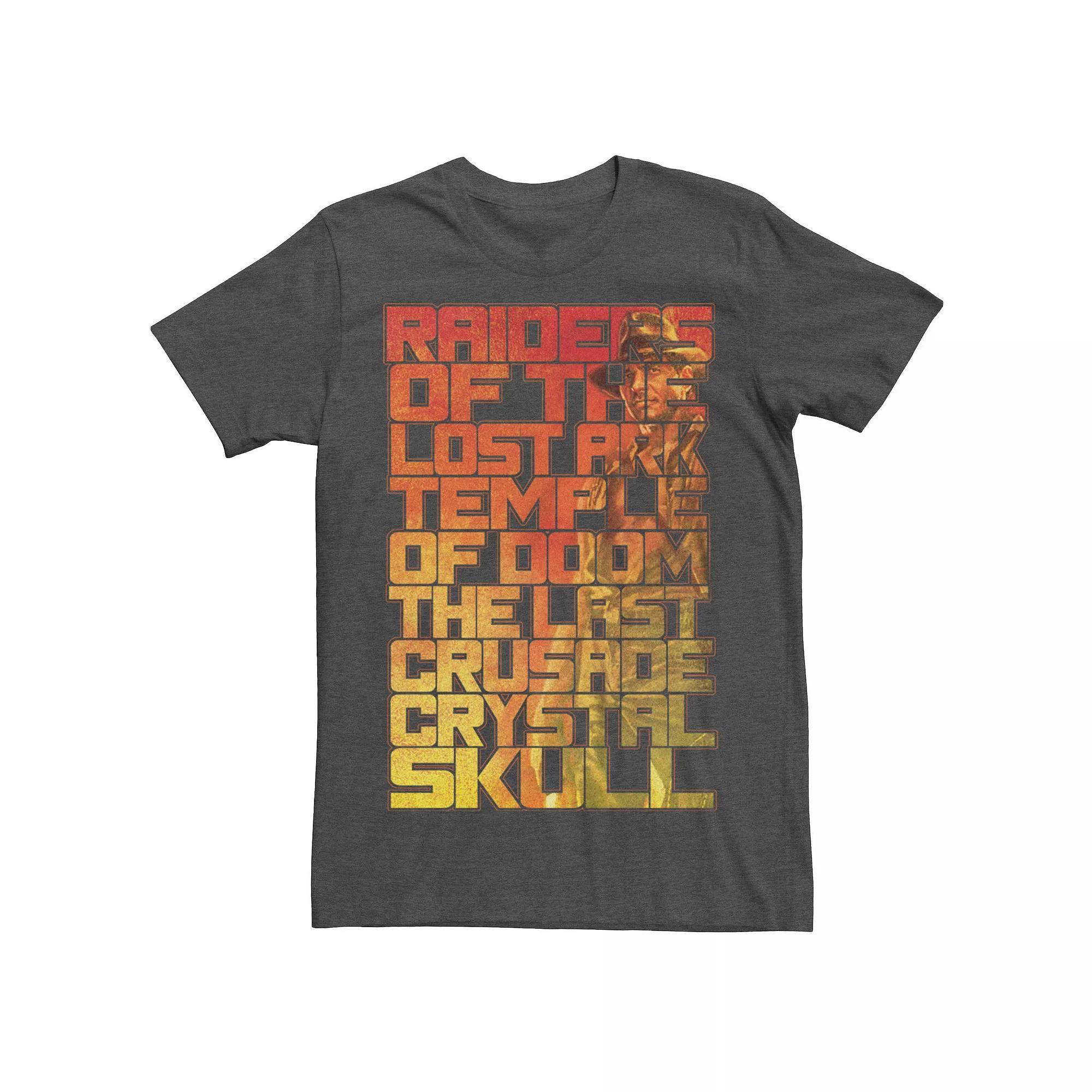 Men's Indiana Jones List of Many Adventures Graphic Tee, Size: Large, Grey Heather Product Image