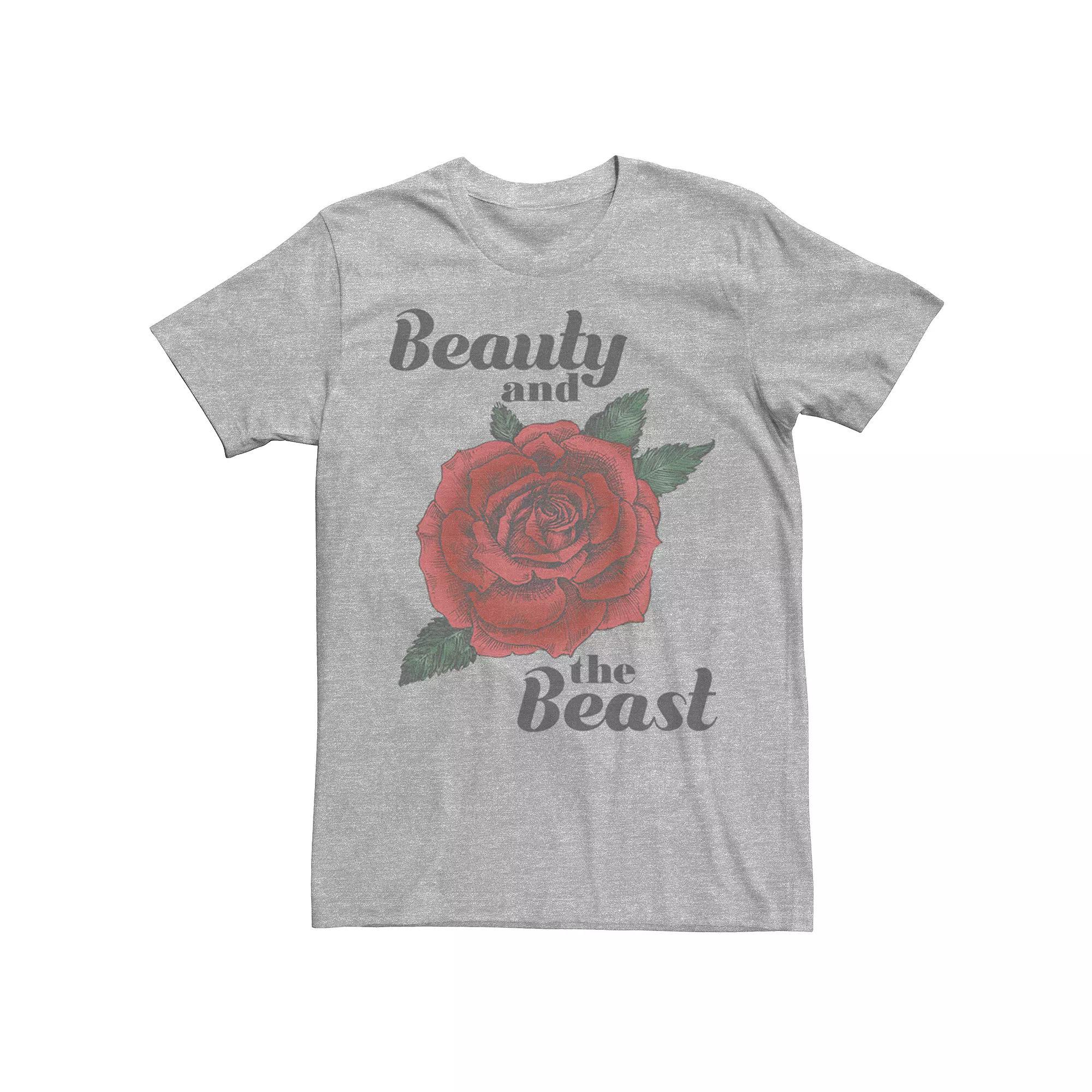 Mens Beauty and the Beast Rose Tee Athletic Grey Product Image