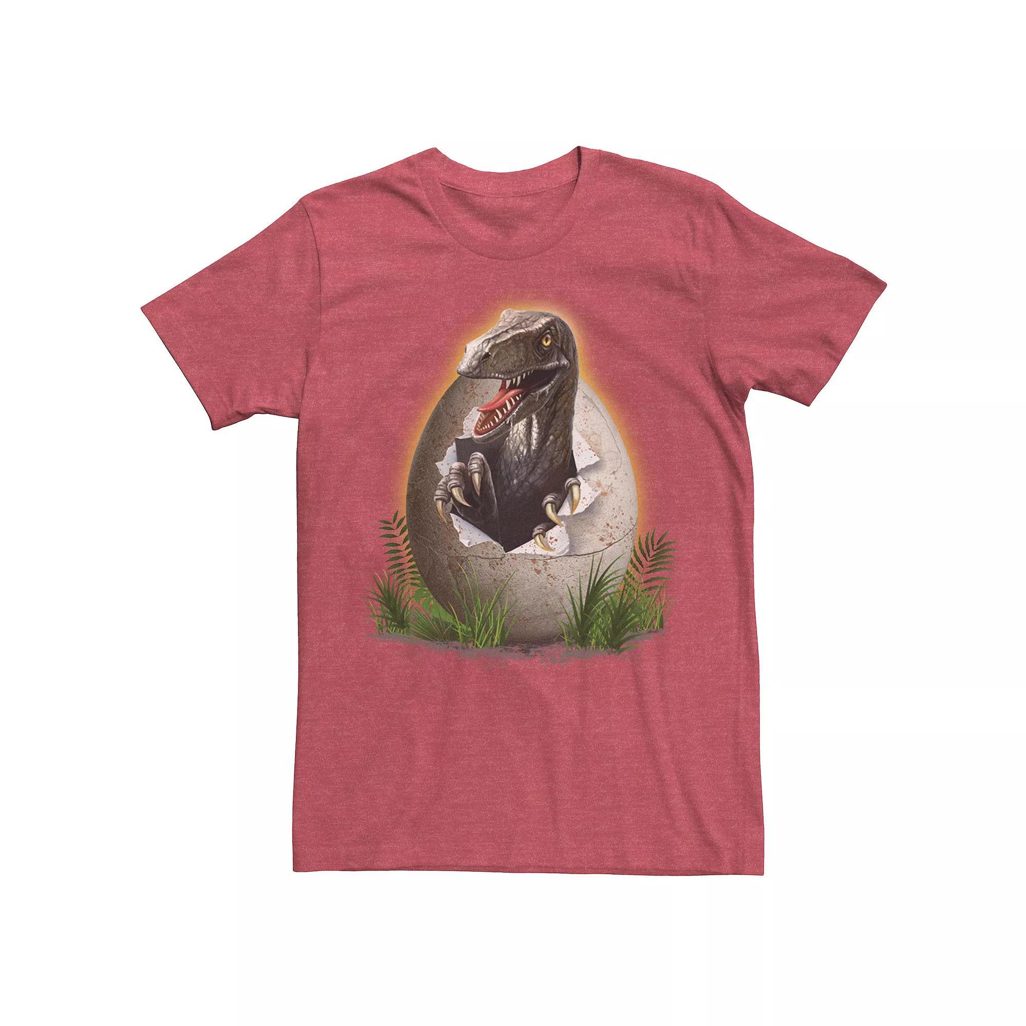 Men's Jurassic Park Raptor Breaking The Egg Graphic Tee, Size: XL, Red Grey Product Image
