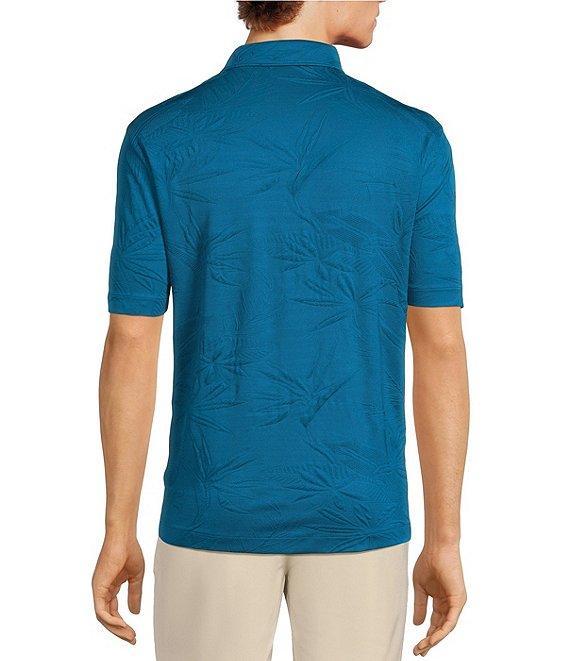 Caribbean Textured Floral Jacquard Short Sleeve Polo Shirt Product Image