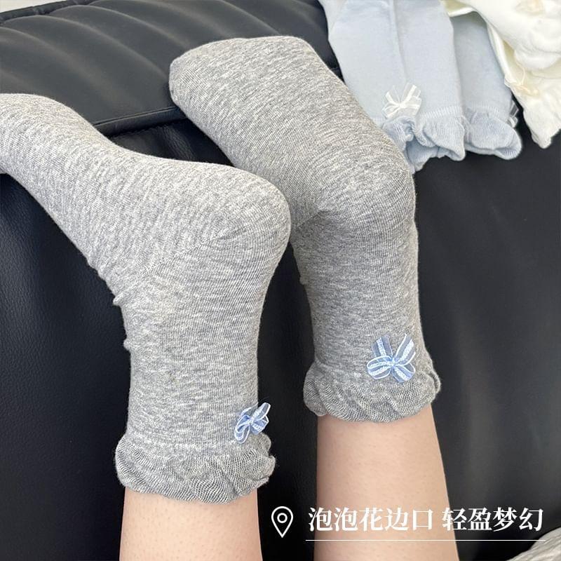 Bow Frilly Trimmed Crew Socks / Set Product Image