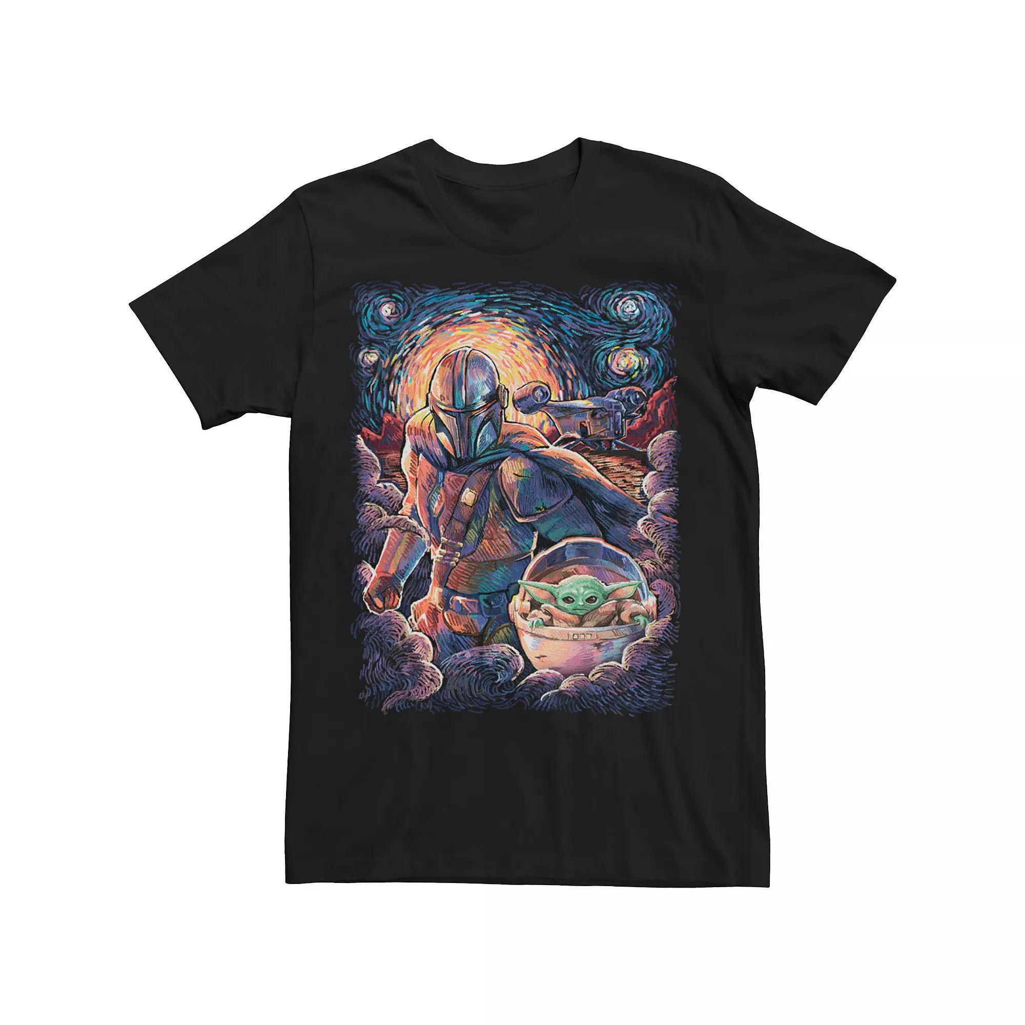 Men's Star Wars The Mandalorian The Child aka Baby Yoda Razor Painty Stars Artsy Tee, Size: XXL, Black Product Image