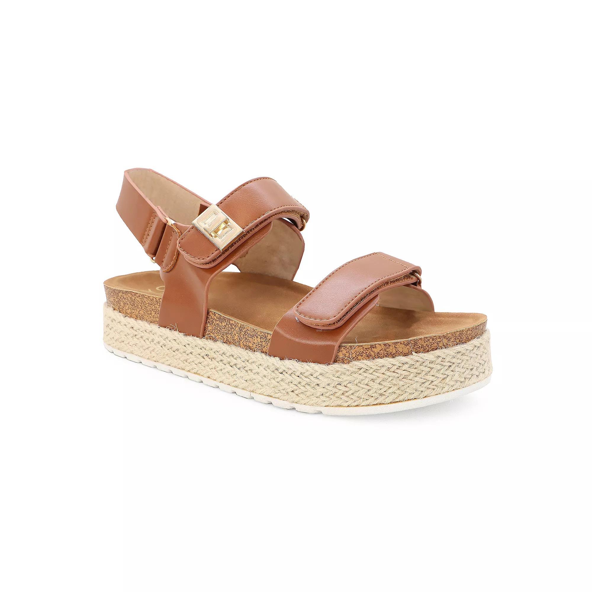 Yoki CHIARA-20 Women's Platform Espadrille Double Strap Open Toe Sandals, Size: 8.5, Red Product Image