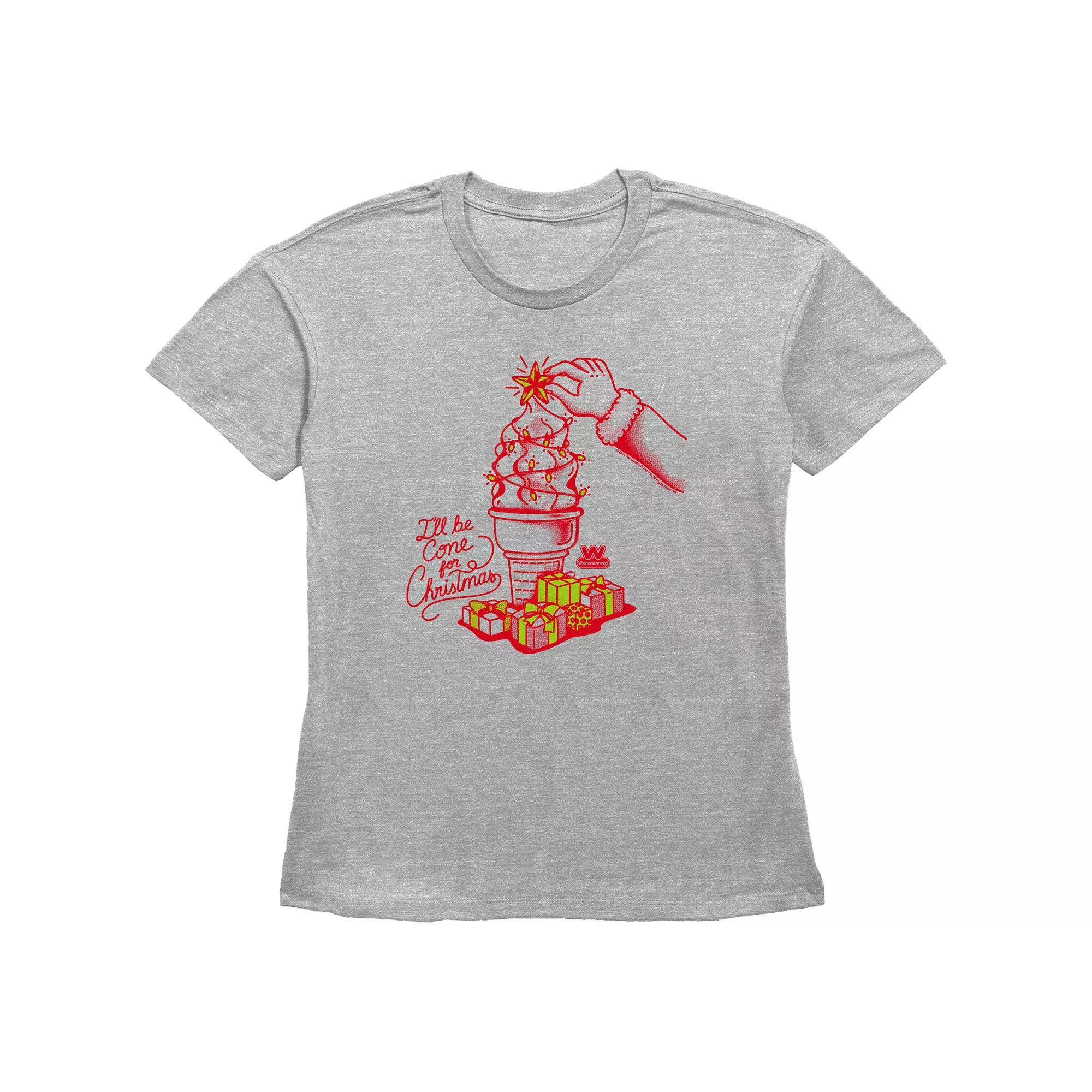 Women's Wienerschnitzel I'll Be Cone For Christmas Graphic Tee, Size: Small, Grey Gray Product Image