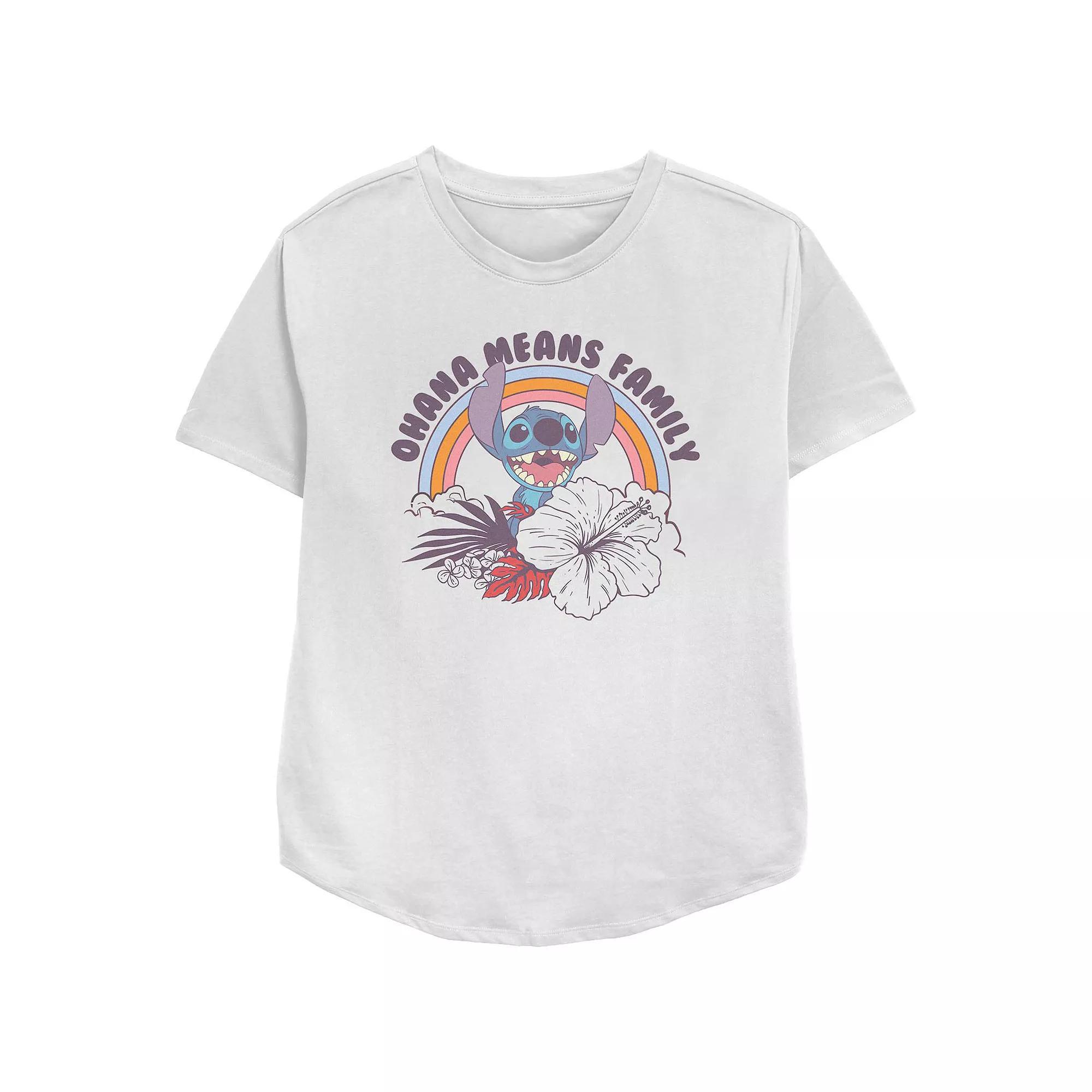 Disney's Lilo & Stitch Women's Ohana Means Family Graphic Tee, Size: Small, White Product Image