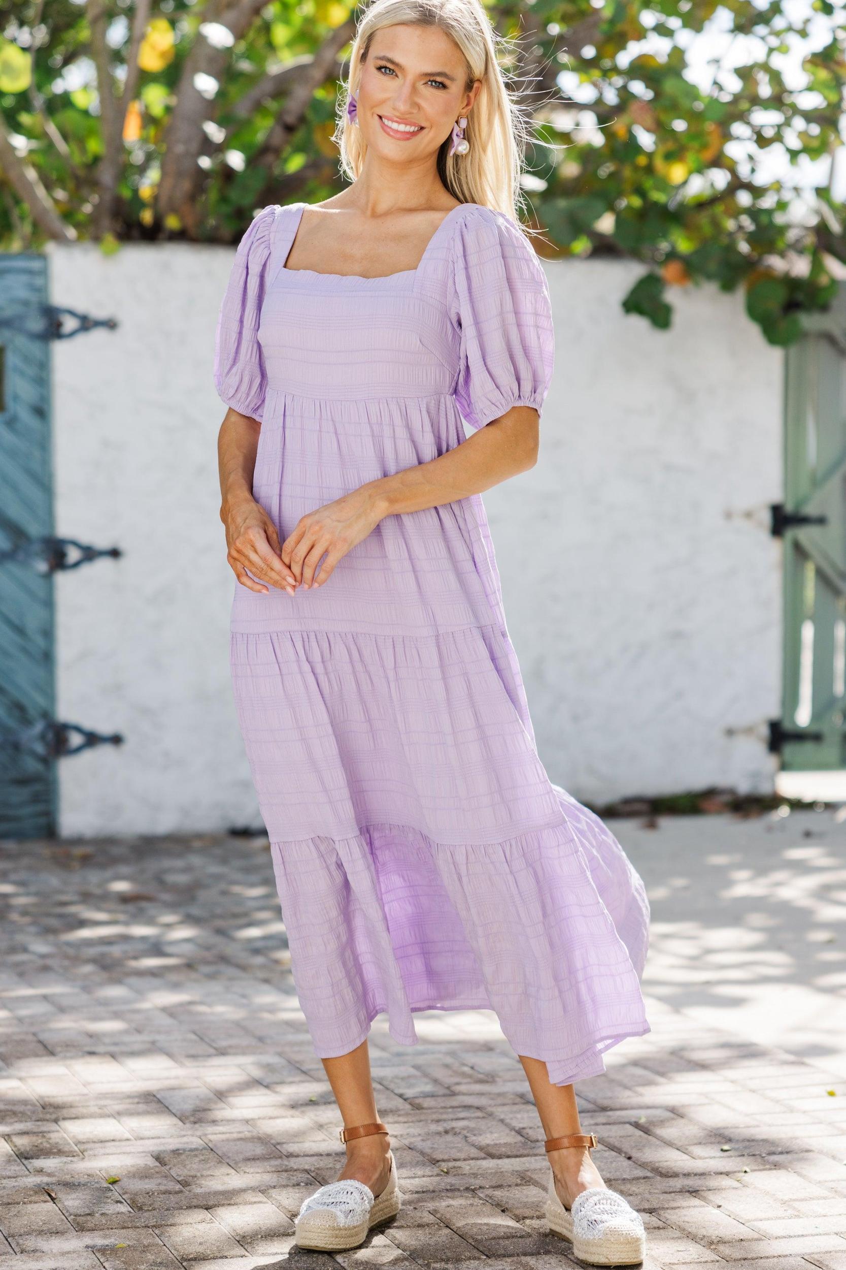 Think About It Lavender Purple Midi Dress Female Product Image