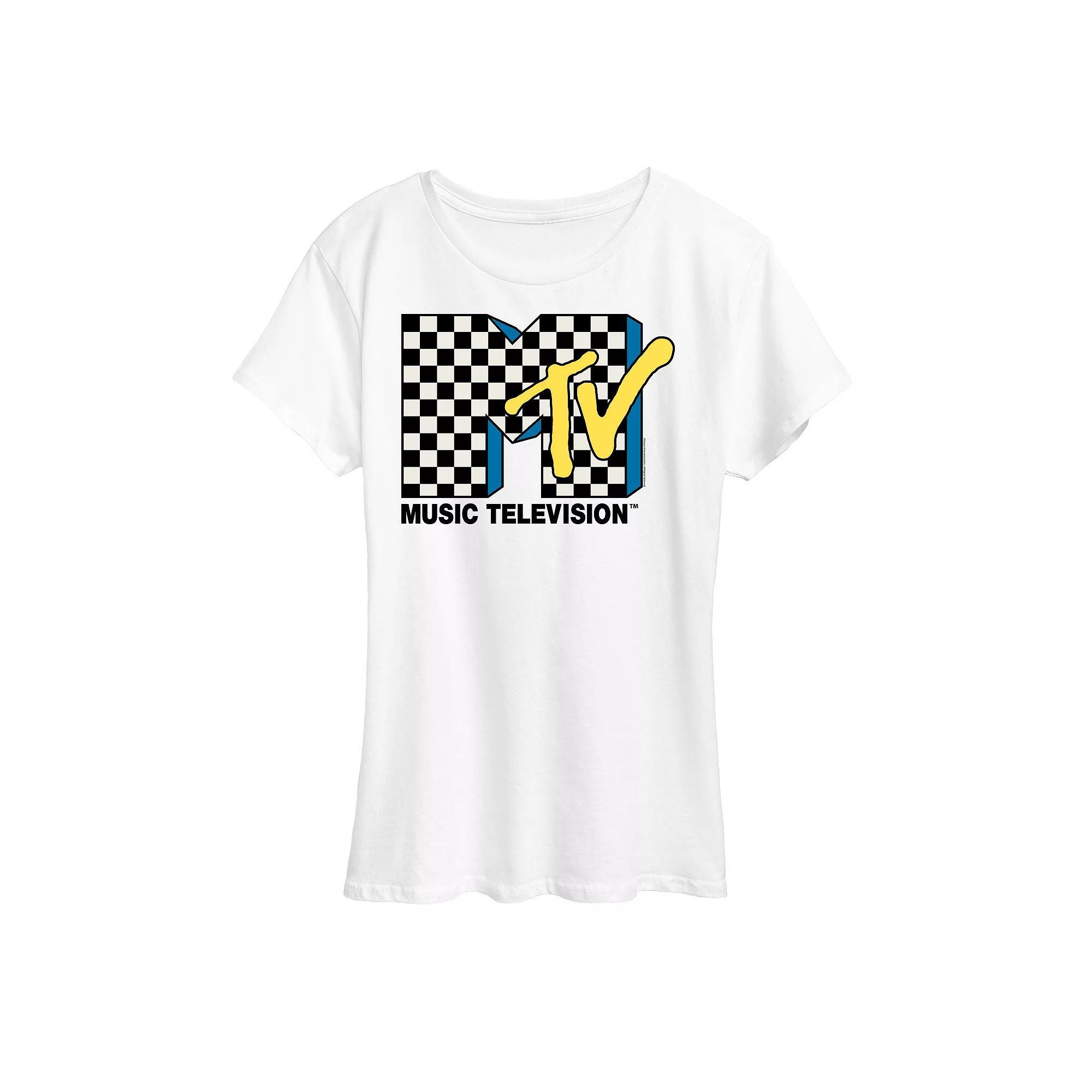 Womens MTV Checkered Logo Graphic Tee, Girls Product Image