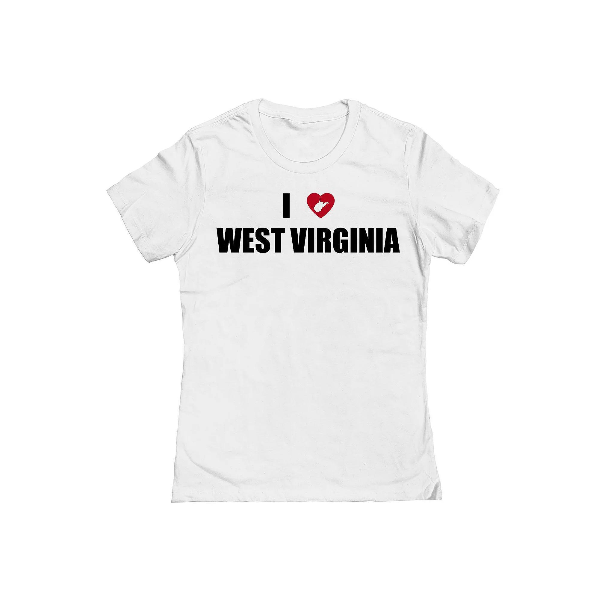 Junior's I Heart West Virginia Graphic Tee, Women's, Size: XL, White Product Image