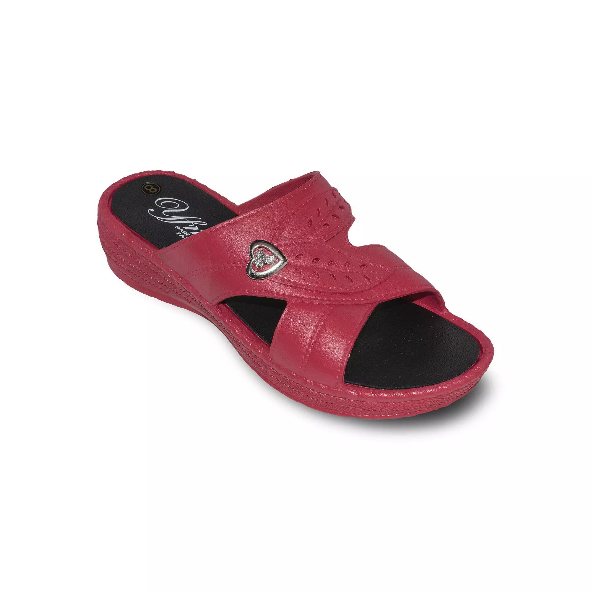 YFM Women's Low Heel Slide Sandals, Size: 8, Red Product Image