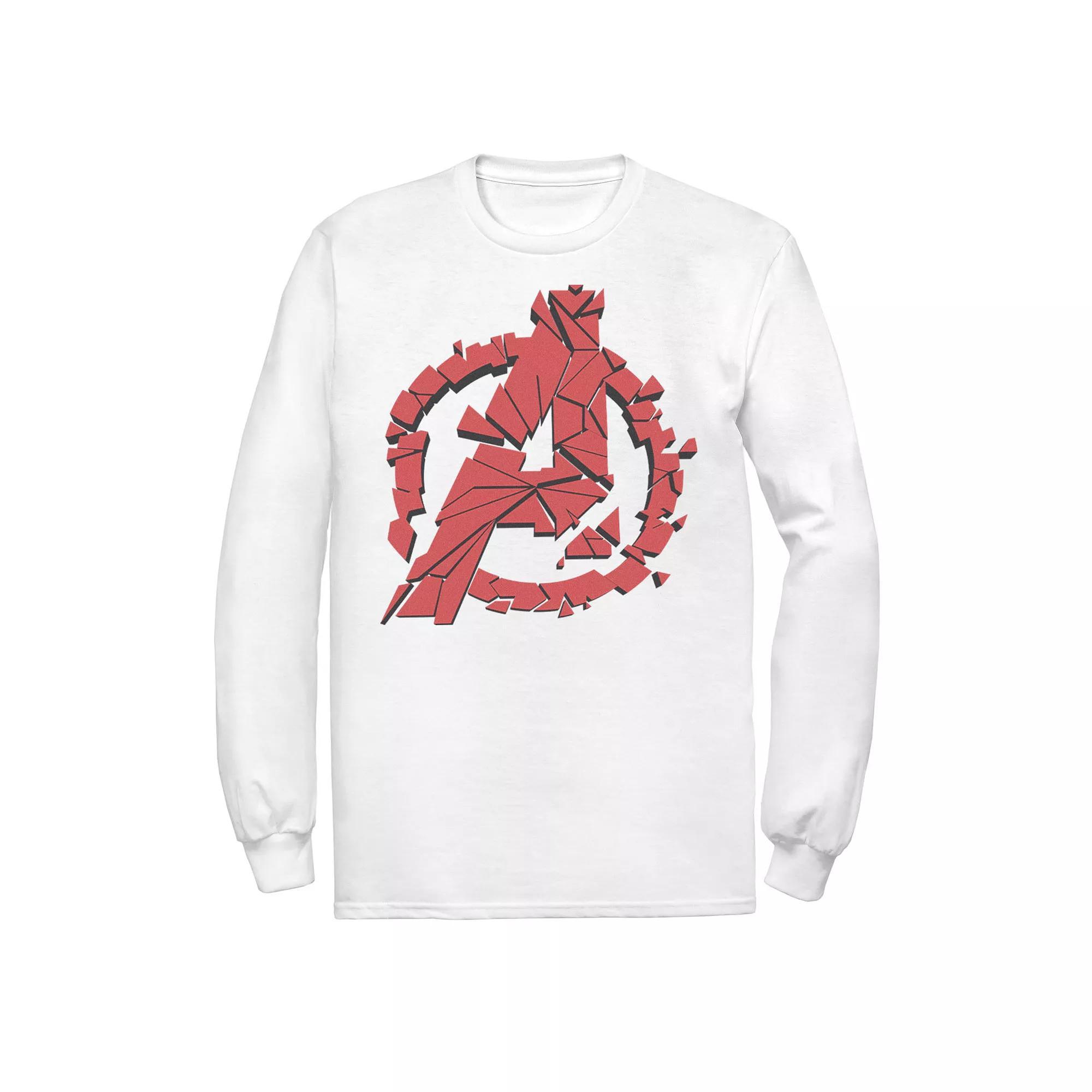 Mens Marvel Avengers Endgame Shattered Red Logo Long Sleeve Graphic Tee Product Image