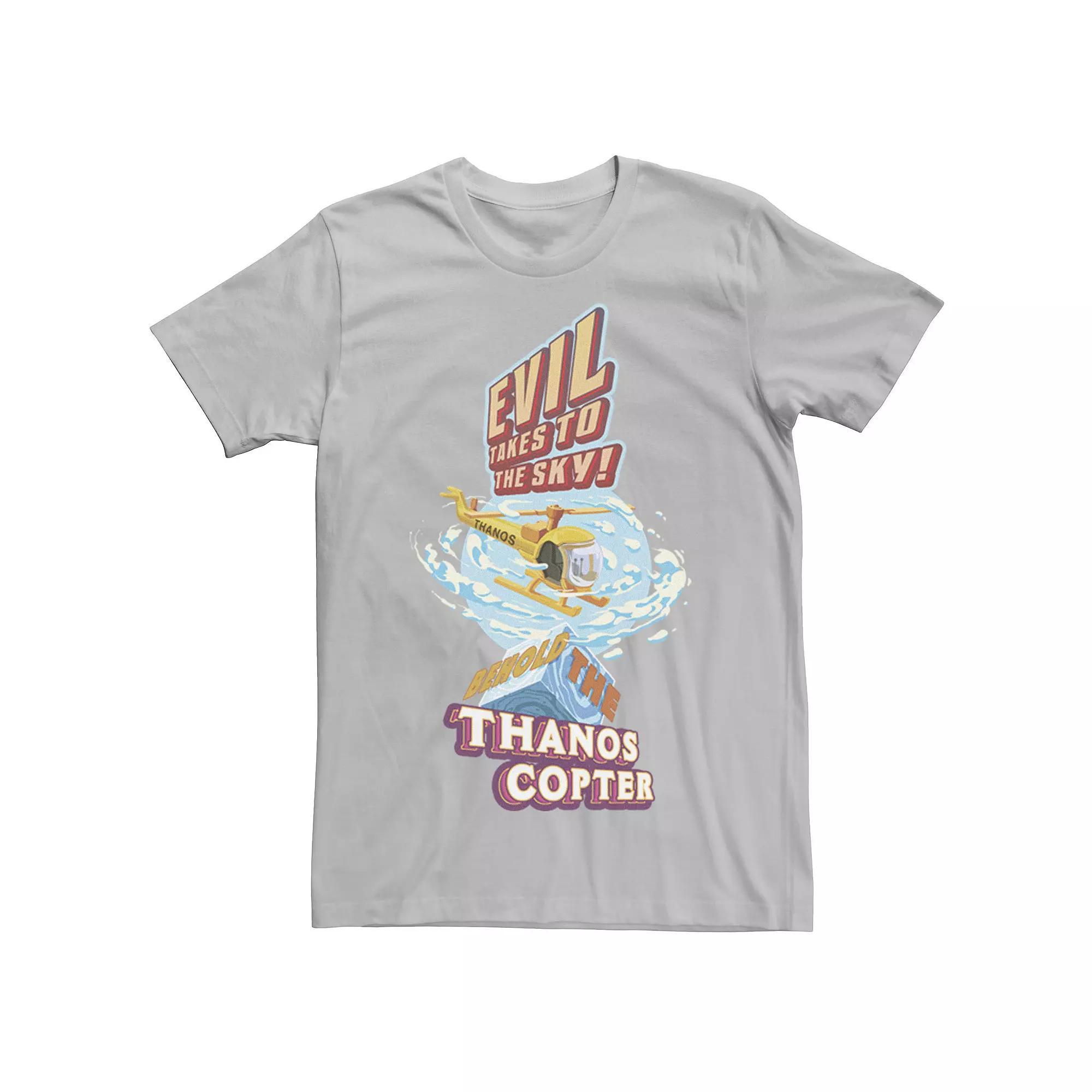 Men's Marvel Evil Takes To The Sky Behold The Thanos Copter Graphic Tee, Size: XXL, Silver Product Image