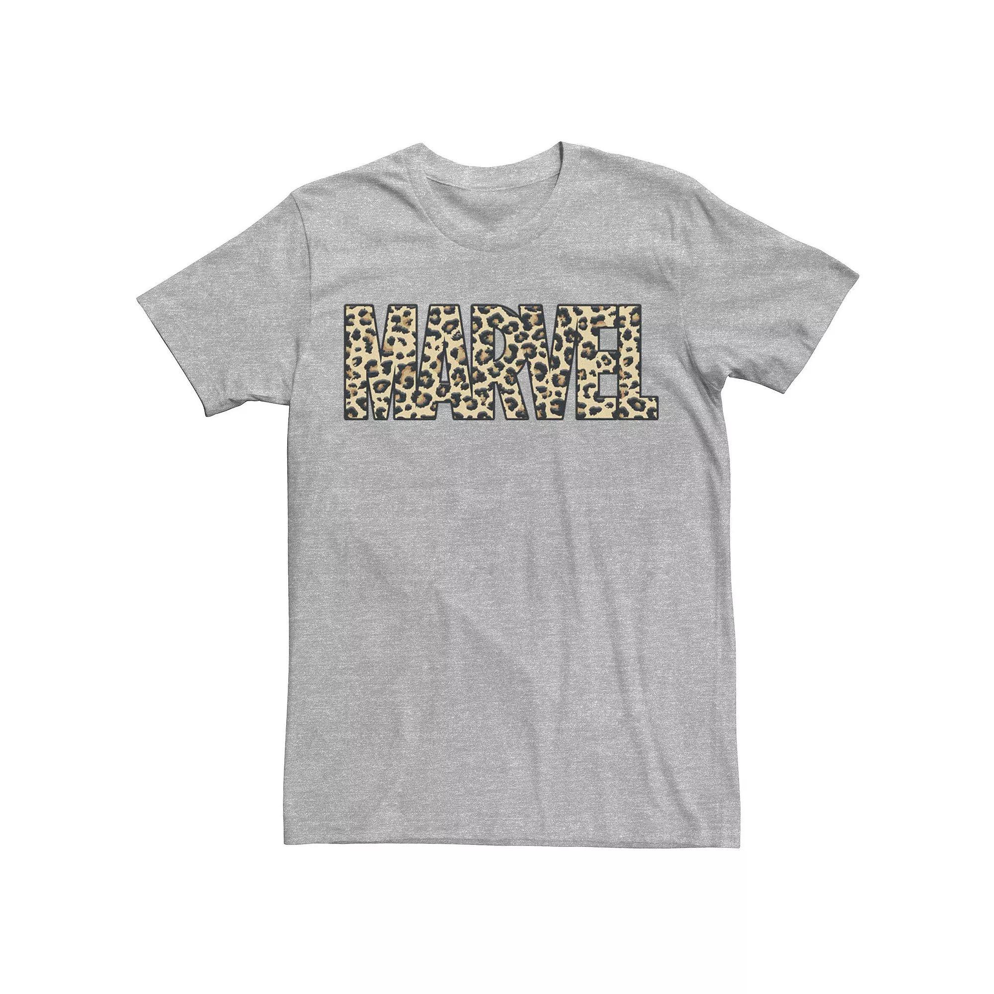 Men's Marvel Leopard Print Logo Tee, Size: XL, Athletic Grey Product Image
