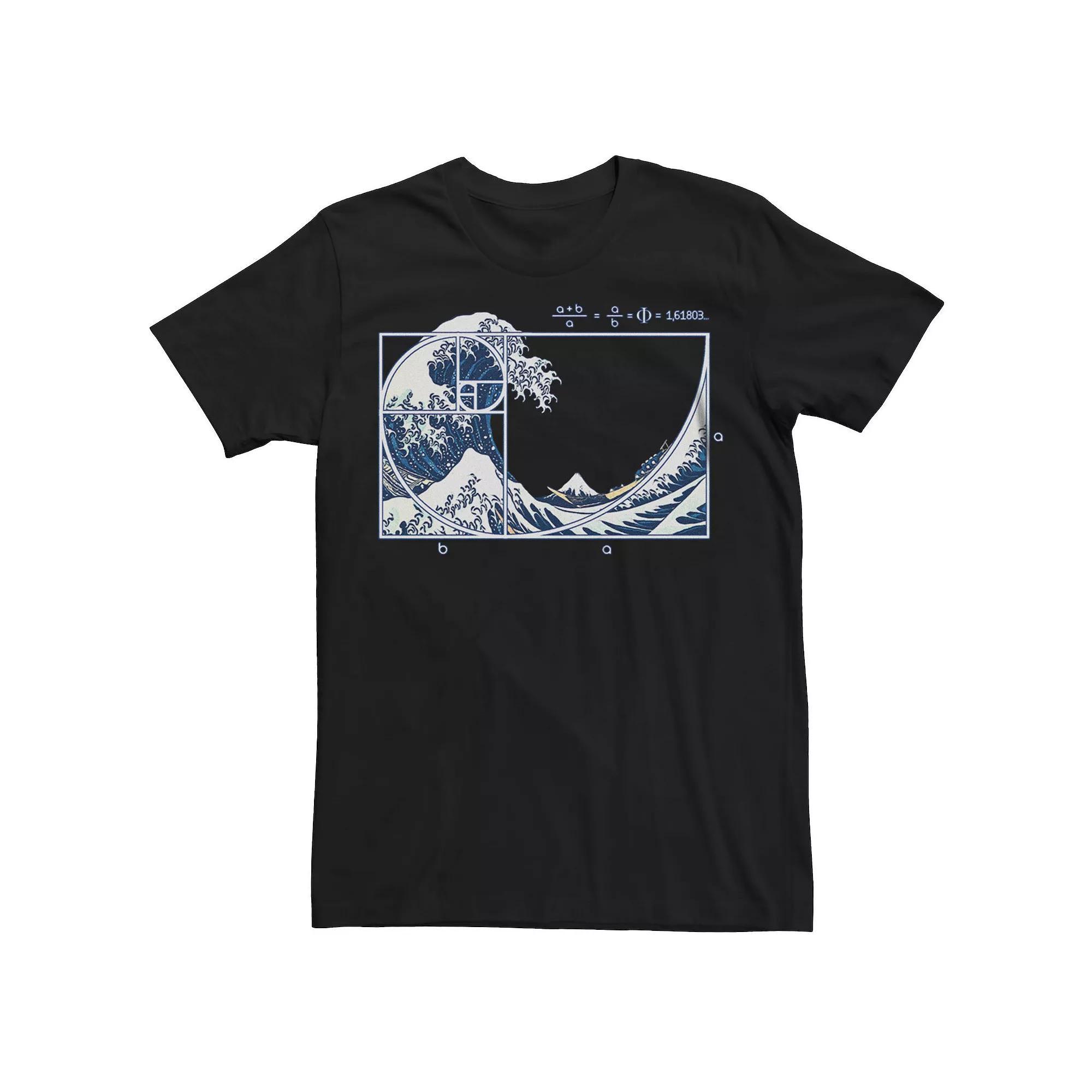 Mens The Great Fibonacci Wave Graphic Tee Navy Grey Product Image
