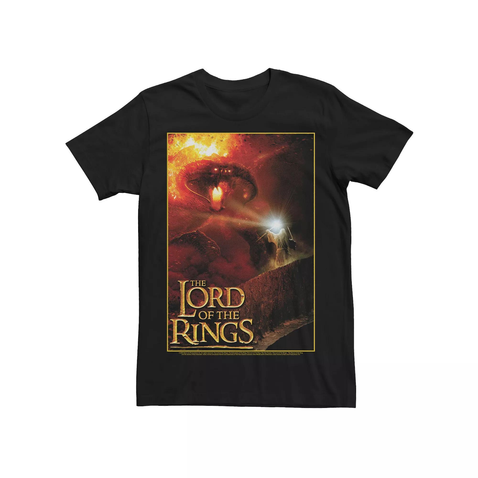 Men's The Lord Of The Rings Gandalf Vs. Balrog Poster Tee, Size: Large, Black Product Image