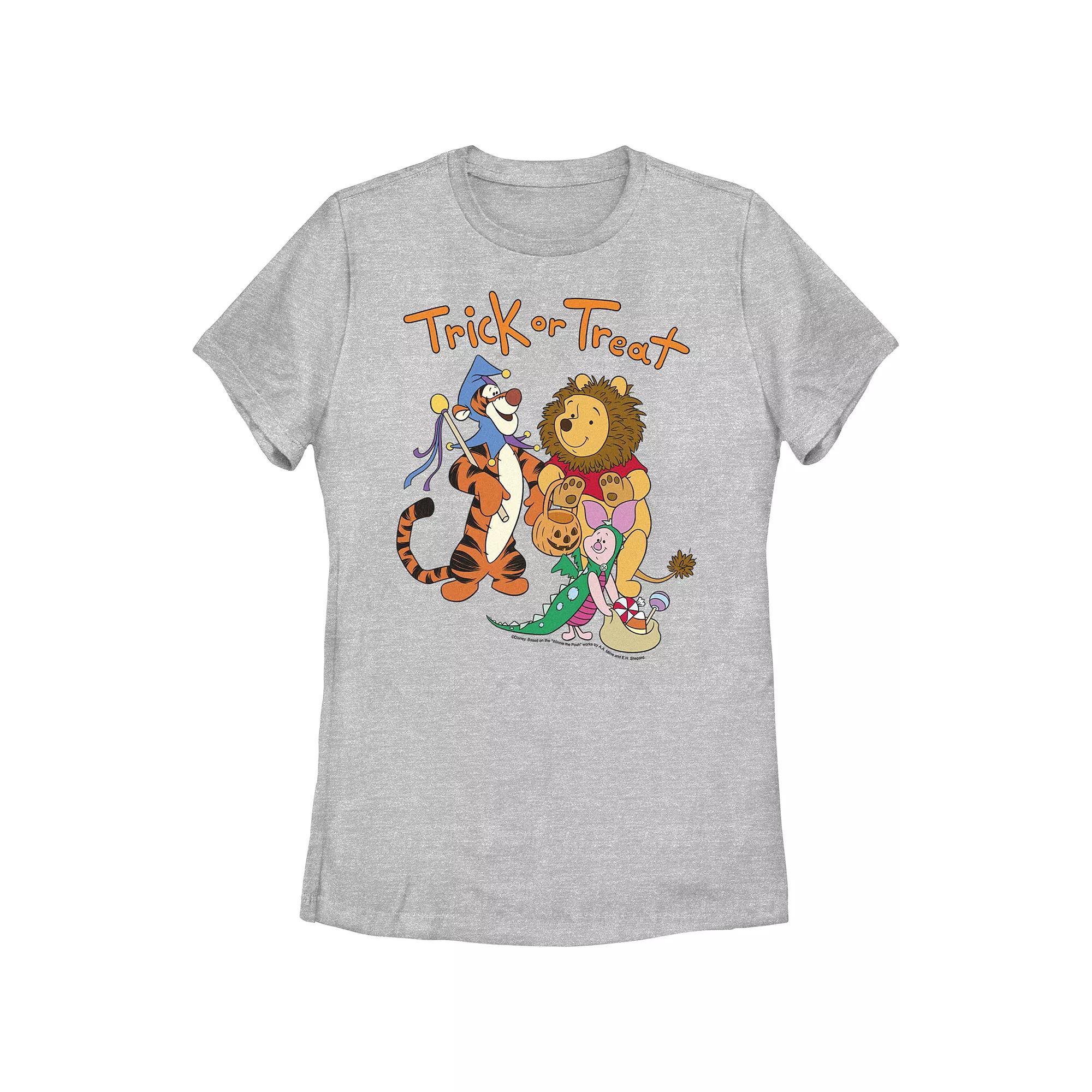 Disney's Winnie The Pooh And Friends Trick Or Treating Juniors' Graphic Tee, Girl's, Size: Small, Athletic Grey Product Image