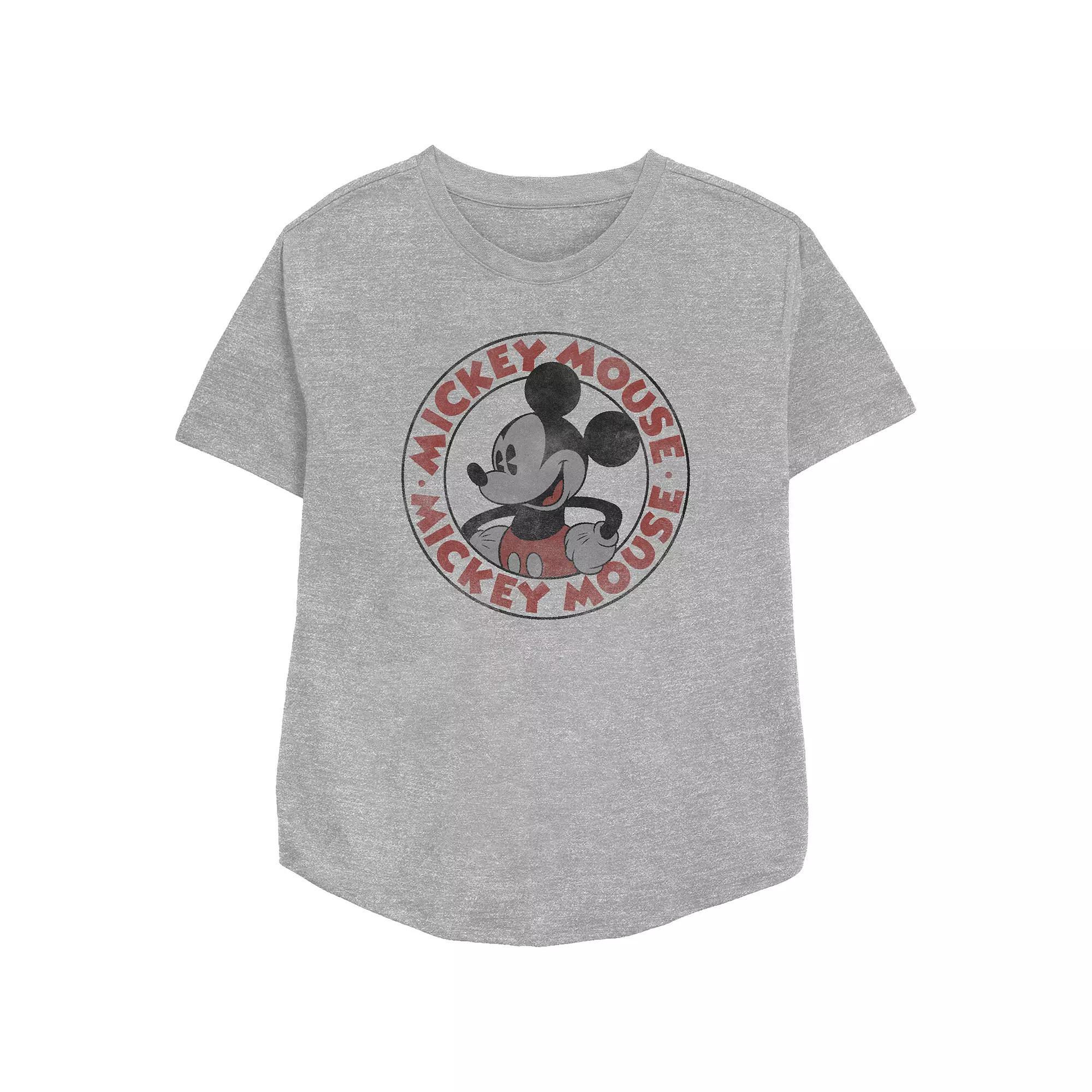 Disney's Mickey Mouse Vintage Stamp Women's Relaxed Fit Graphic Tee, Size: Medium, Athletic Grey Product Image